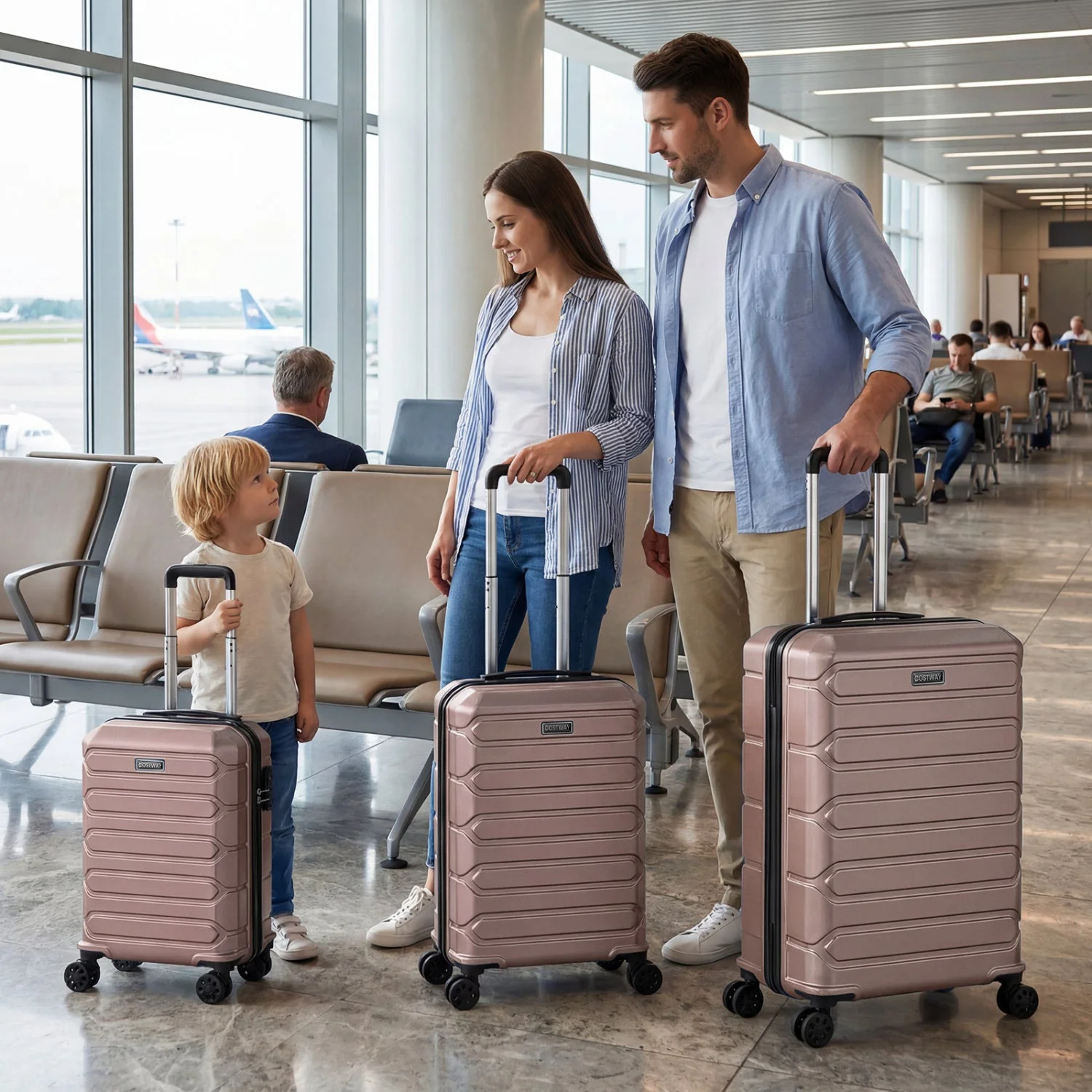 3-Piece Hardside Luggage Set Lightweight Hardside Suitcases with 8-Spinner Wheels - Image 33