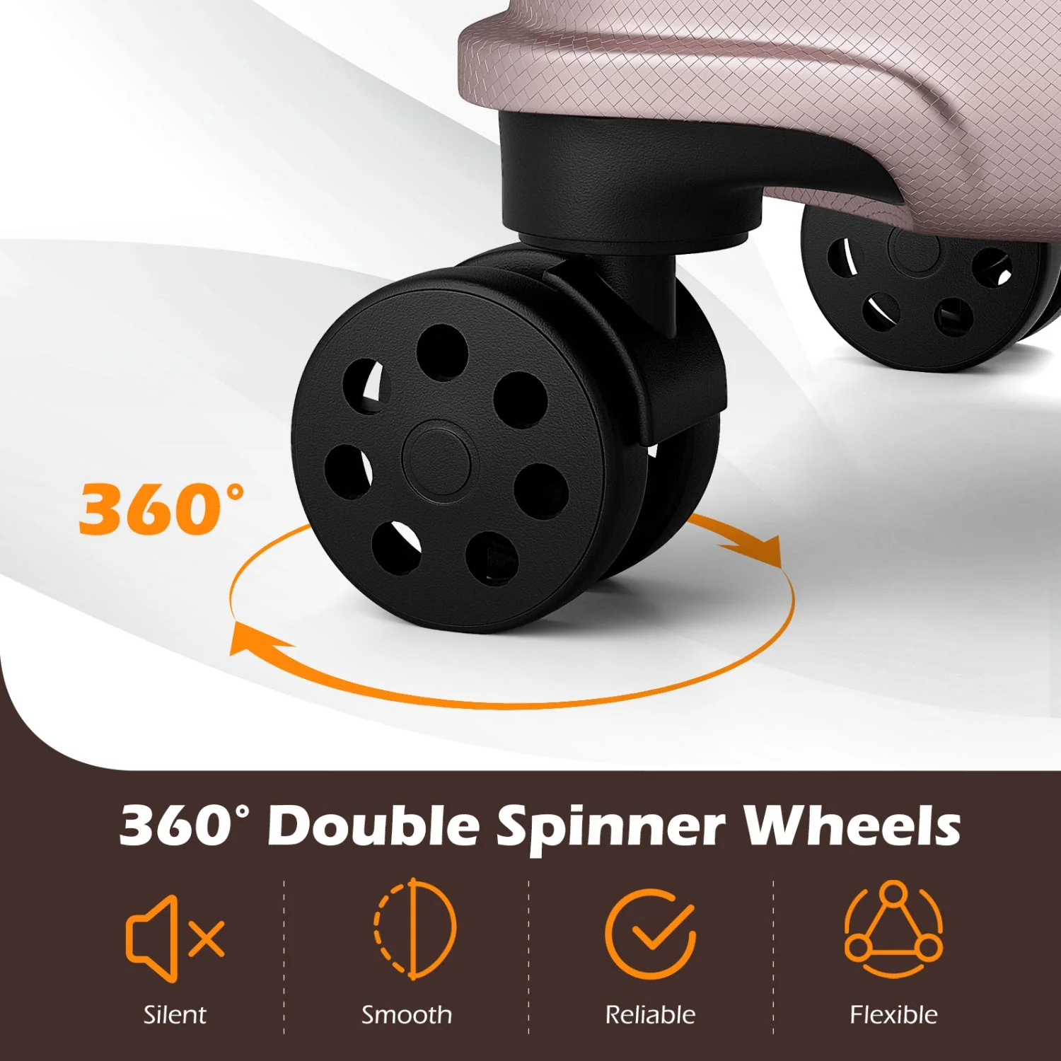 3-Piece Hardside Luggage Set Lightweight Hardside Suitcases with 8-Spinner Wheels - Image 39