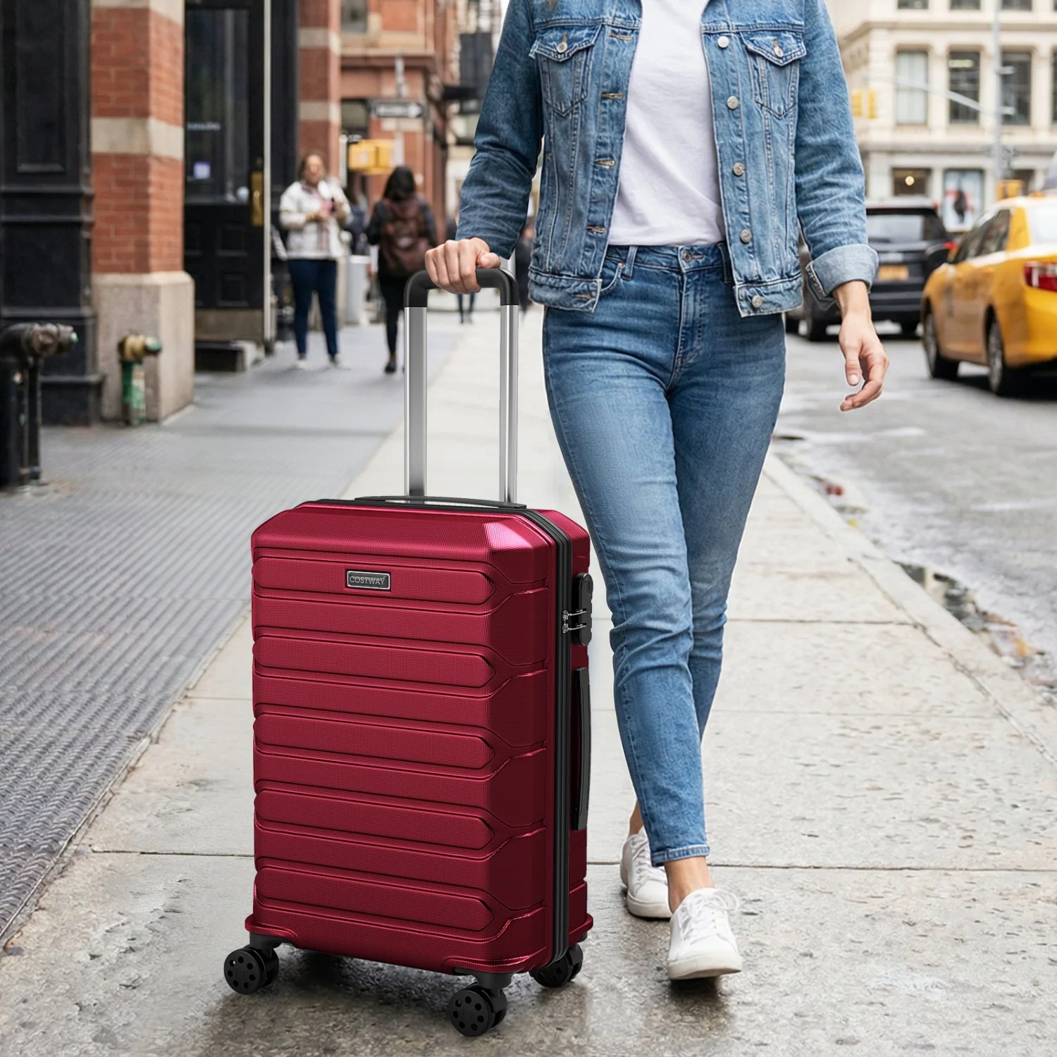 3-Piece Hardside Luggage Set Lightweight Hardside Suitcases with 8-Spinner Wheels - Image 42