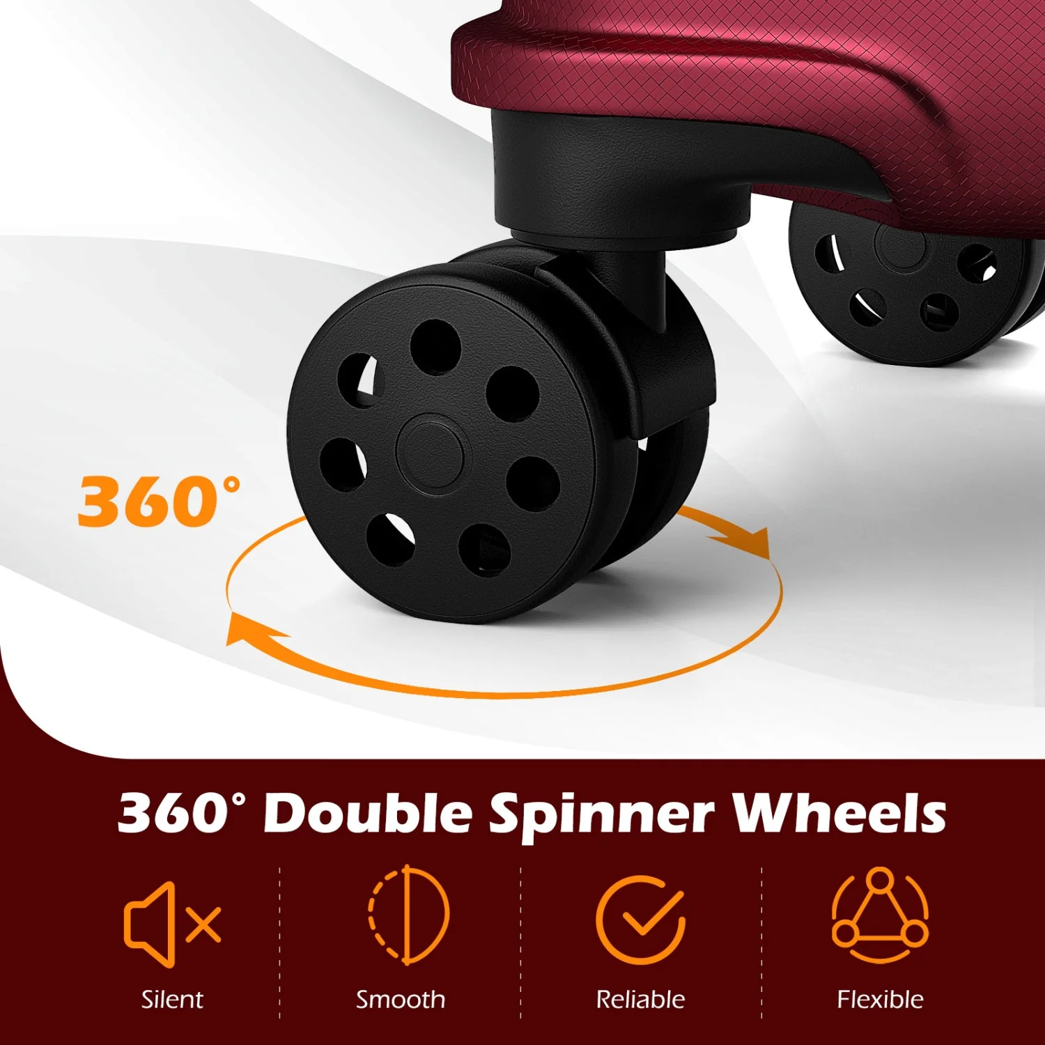 3-Piece Hardside Luggage Set Lightweight Hardside Suitcases with 8-Spinner Wheels - Image 47