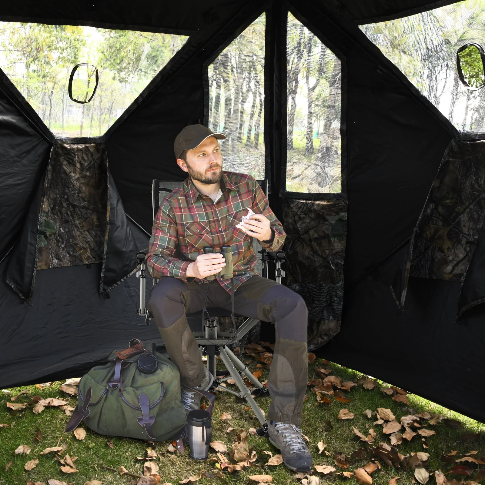 360 Degree Silent Swivel Hunting Chair-Black - Image 2