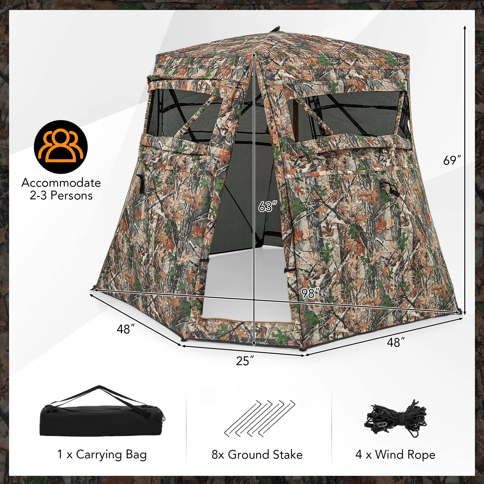 360° One Way See Through Ground Hunting Blind for Deer and Turkey Hunting - Image 4