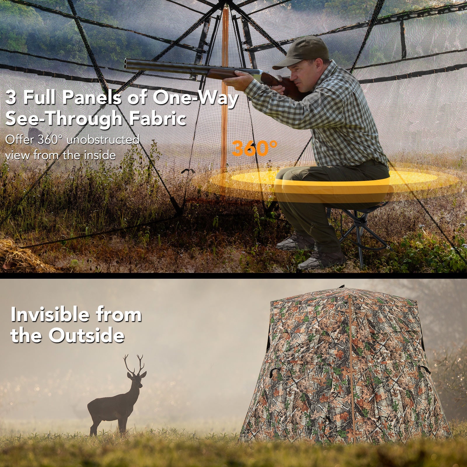 360° One Way See Through Ground Hunting Blind for Deer and Turkey Hunting - Image 6