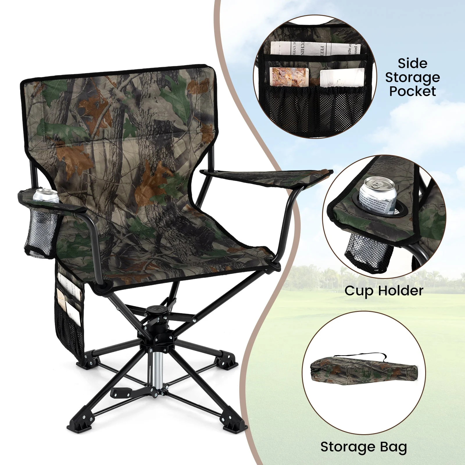 360° Swivel Hunting Chair Portable Foldable - Image 24