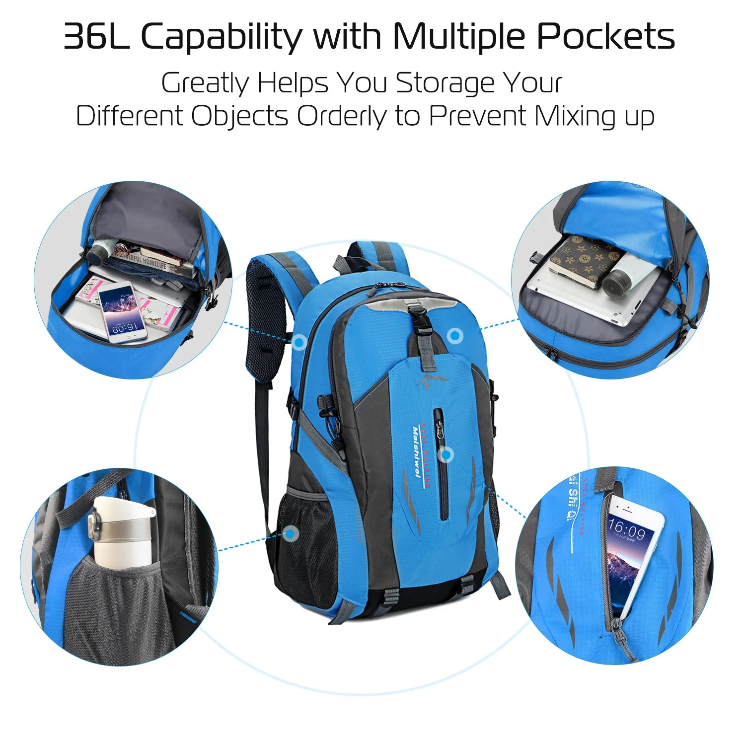 36L Outdoor Backpack Waterproof Daypack Travel Knapsack - Image 13