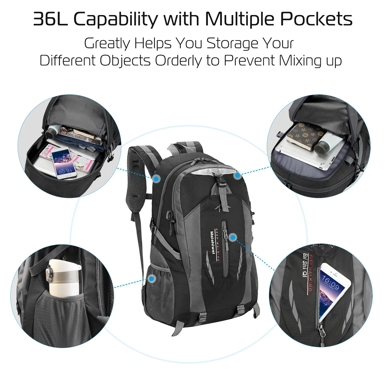36L Outdoor Backpack Waterproof Daypack Travel Knapsack - Image 2