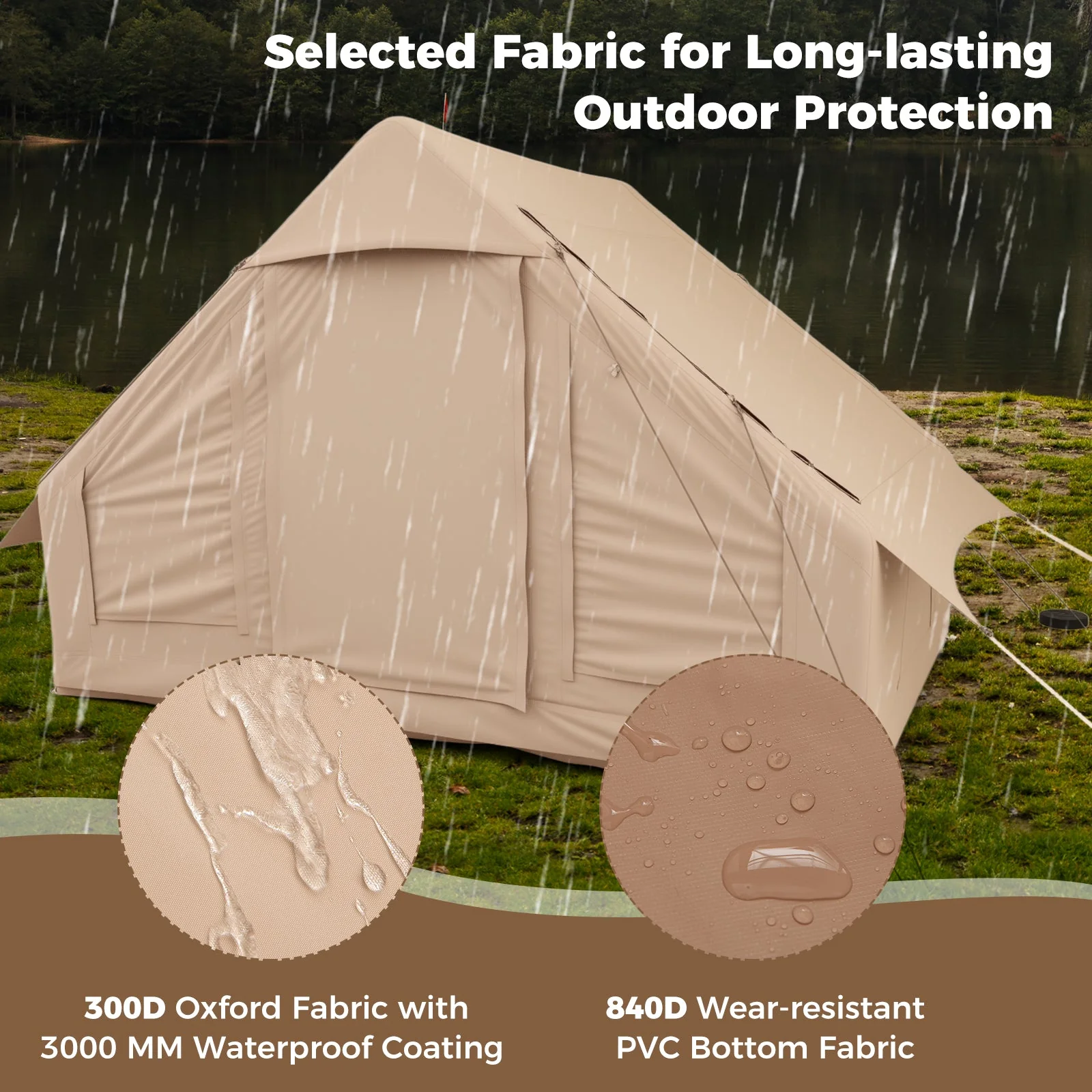 4-6 People Inflatable Camping Tent with 4 Mesh Screen Windows and 2 Doors - Image 16
