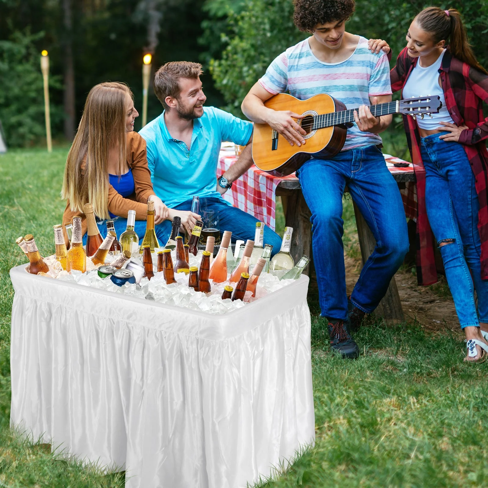 4 Feet Plastic Party Ice Folding Table with Matching Skirt - Image 10