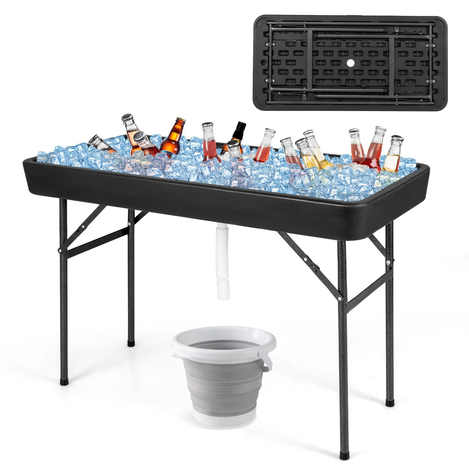 4 Feet Plastic Party Ice Folding Table with Matching Skirt - Image 3