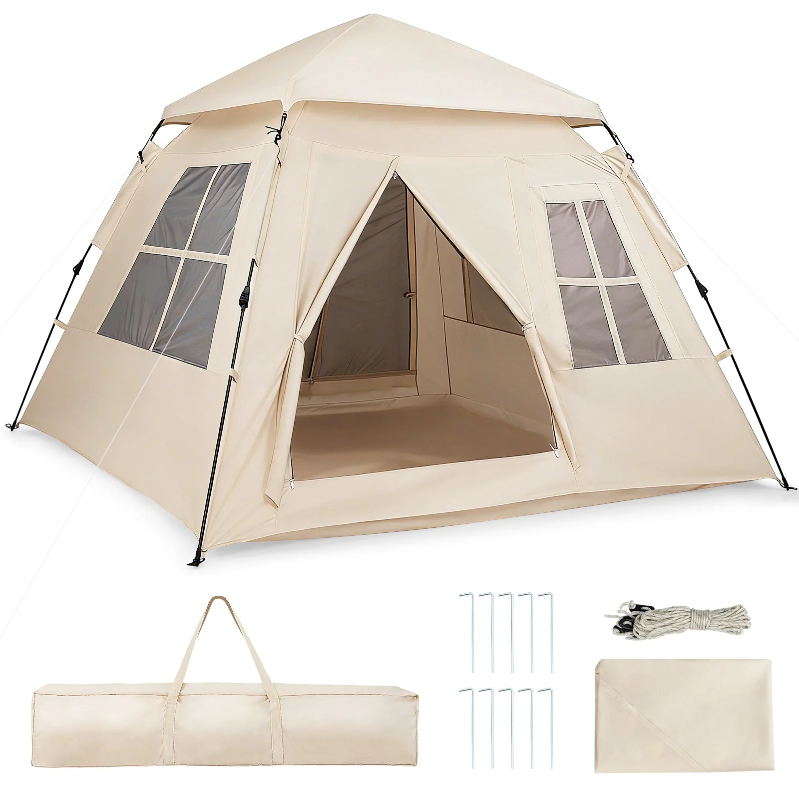 4 Person Camping Tent Portable Automatic Easy Setup with Rainfly and 2 Doors - Image 3