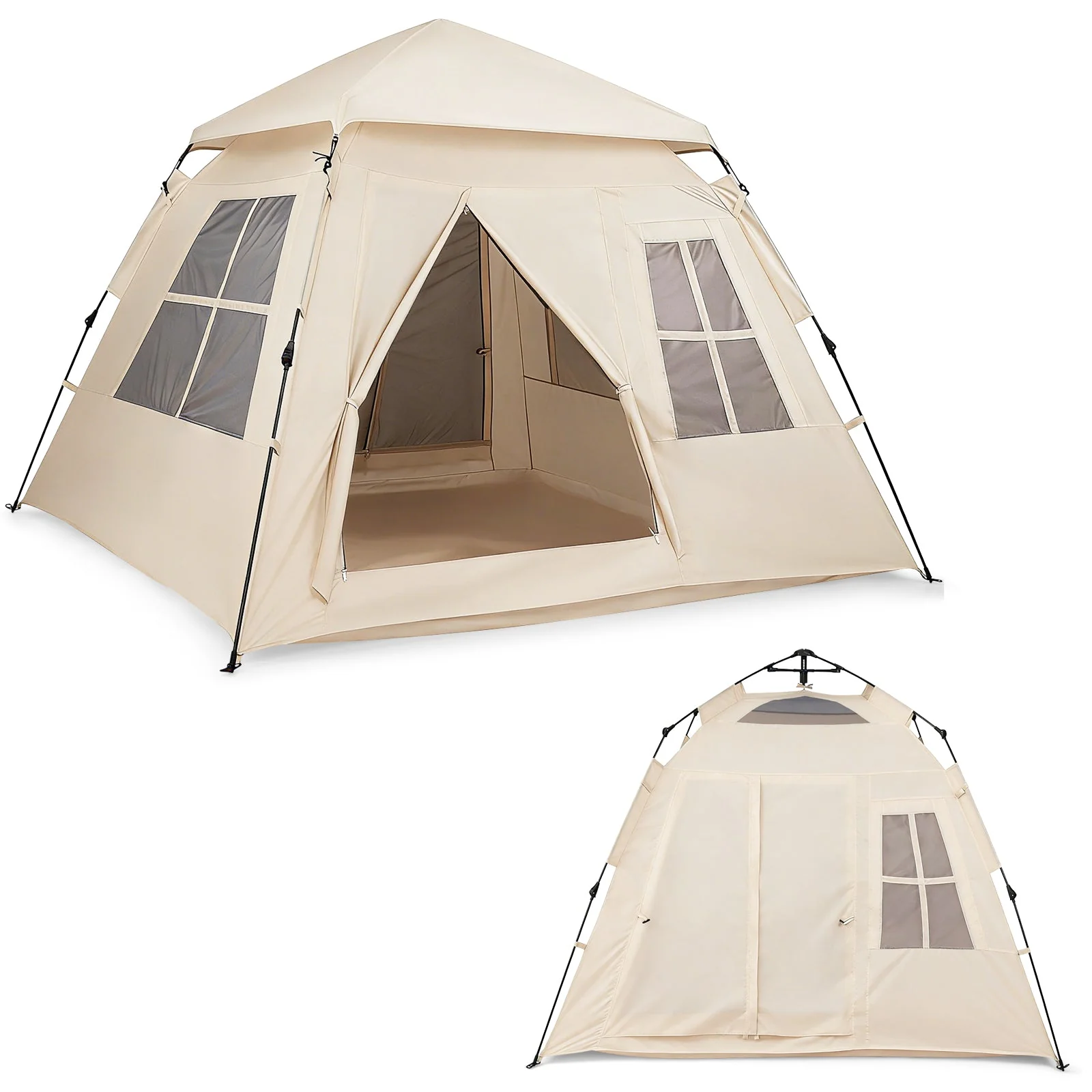 4 Person Camping Tent Portable Automatic Easy Setup with Rainfly and 2 Doors - Image 4