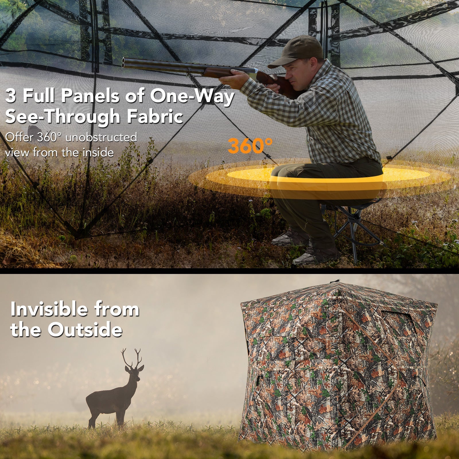 5-IN-1 Detachable Hunting Blind for 2-3 People with Skylight - Image 6