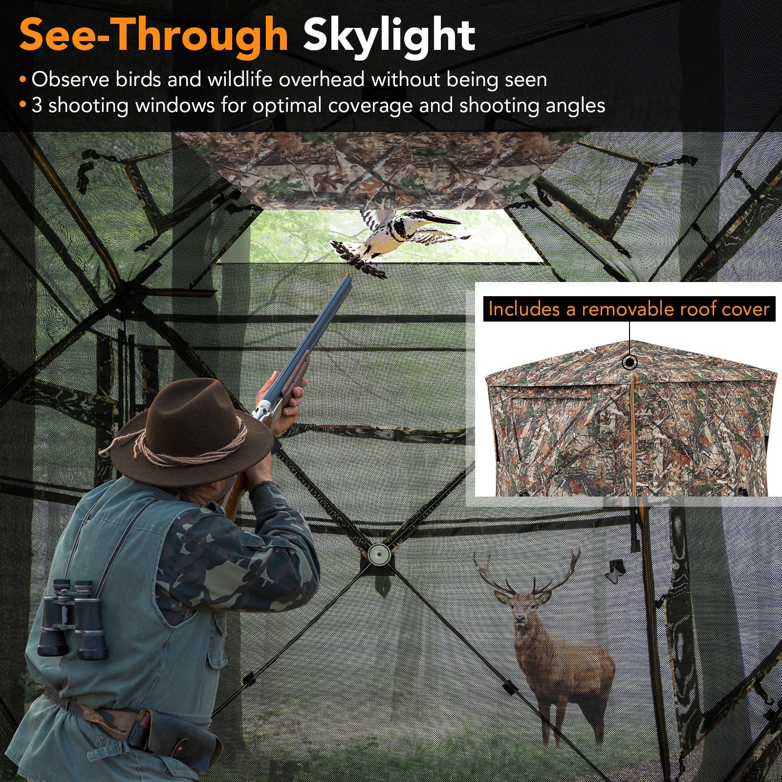 5-IN-1 Detachable Hunting Blind for 2-3 People with Skylight - Image 7