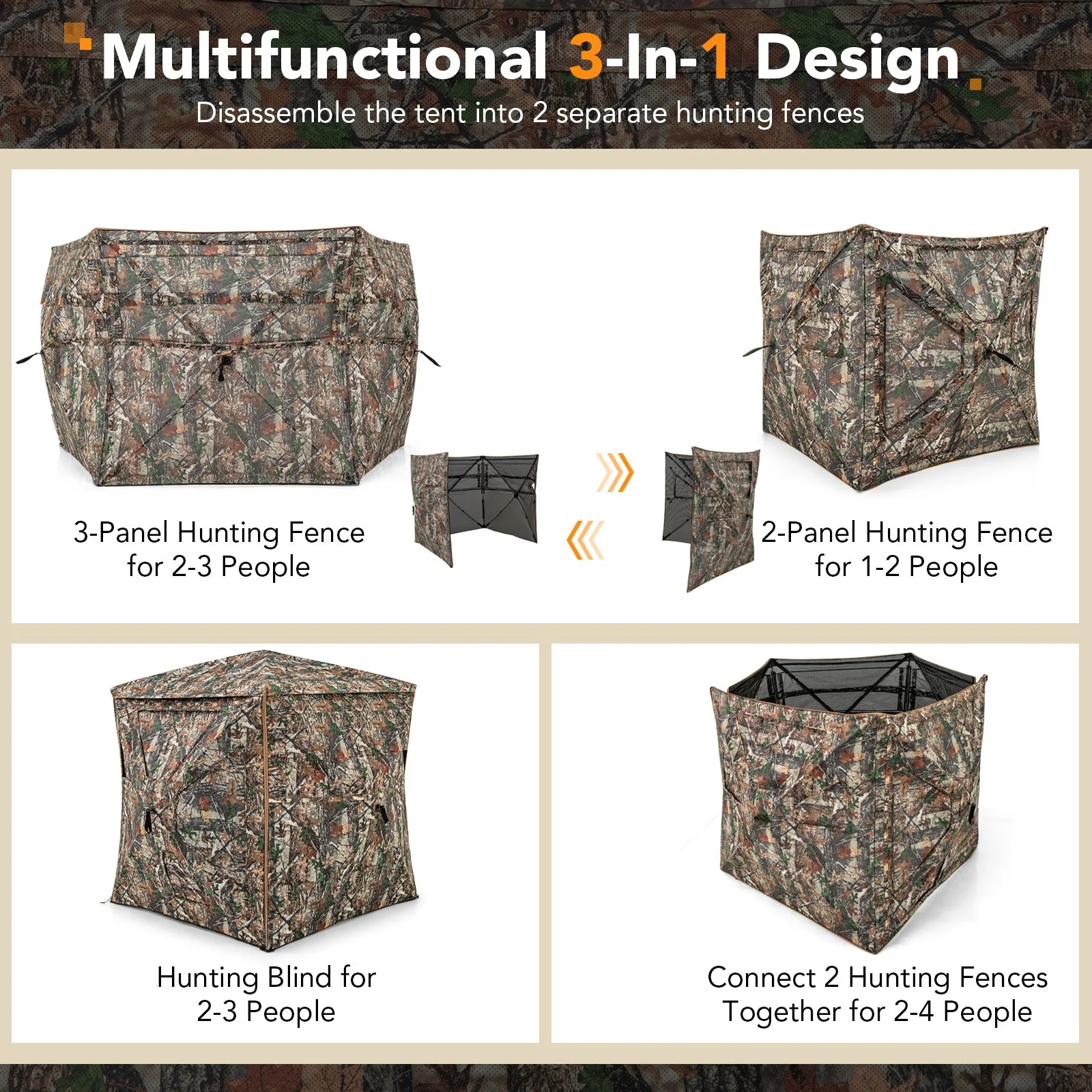 5-IN-1 Detachable Hunting Blind for 2-3 People with Skylight - Image 8