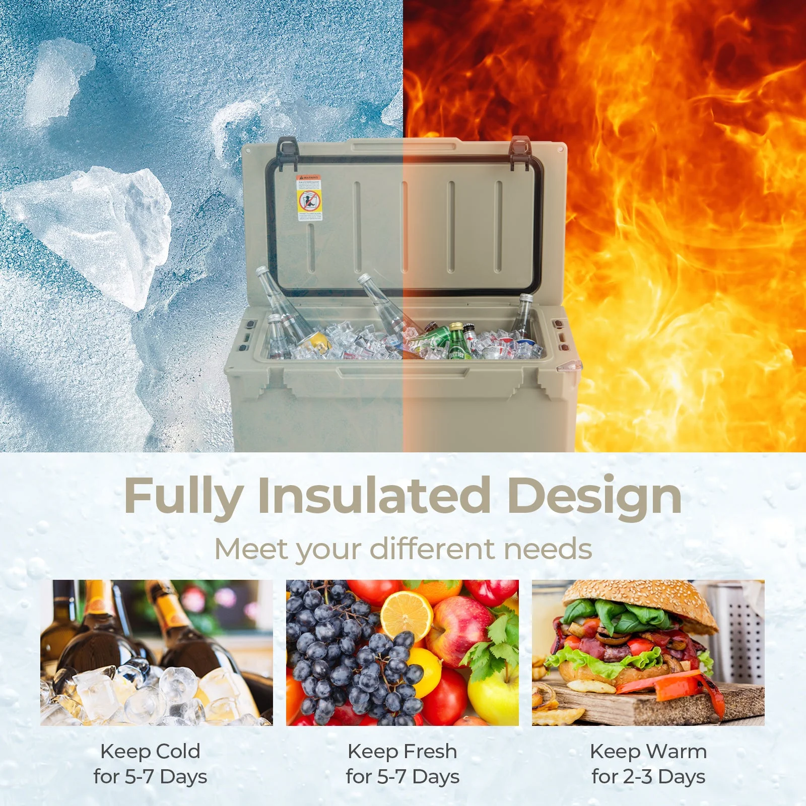 50 QT Rotomolded Cooler Insulated Portable Ice Chest with Integrated Cup Holders - Image 15