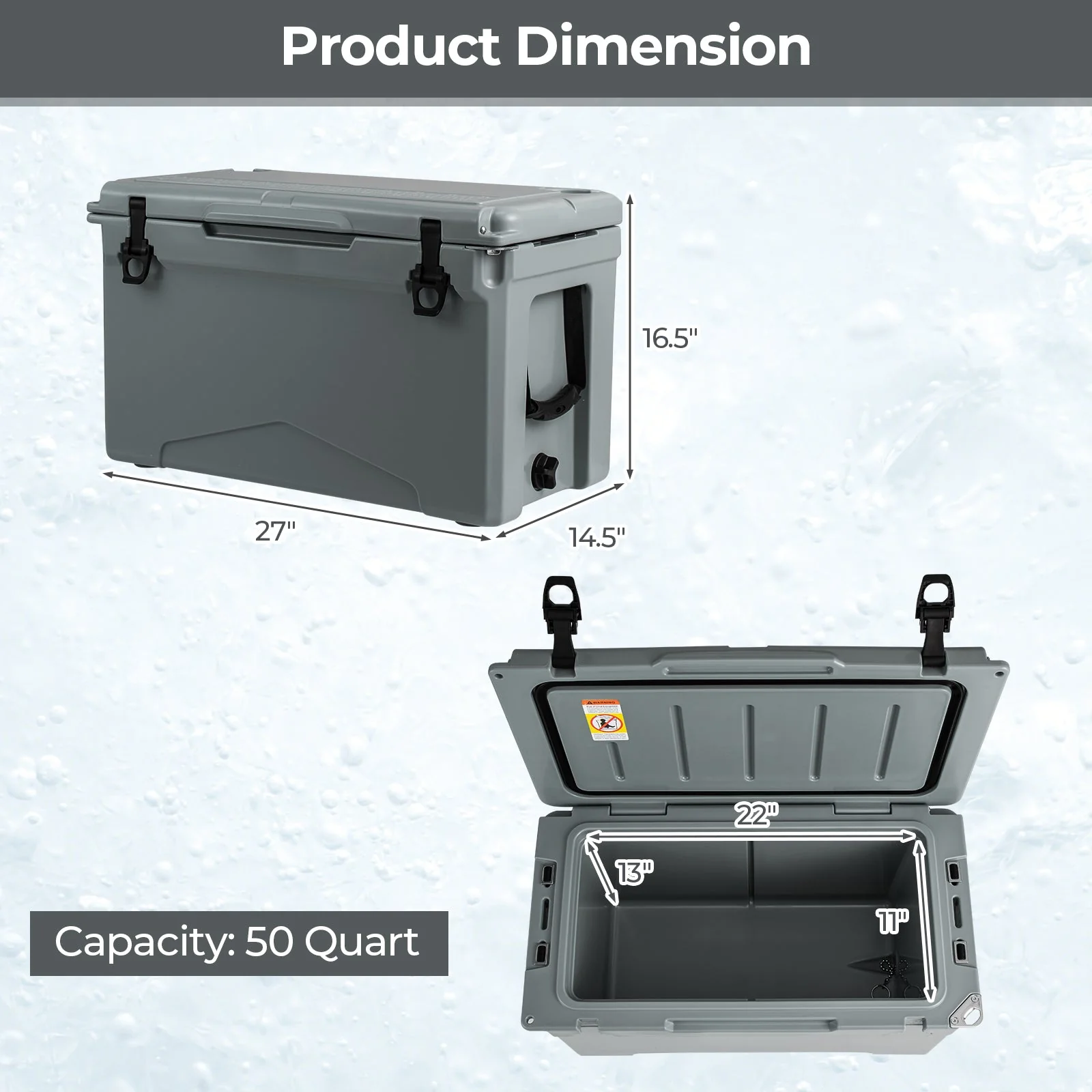 50 QT Rotomolded Cooler Insulated Portable Ice Chest with Integrated Cup Holders - Image 4