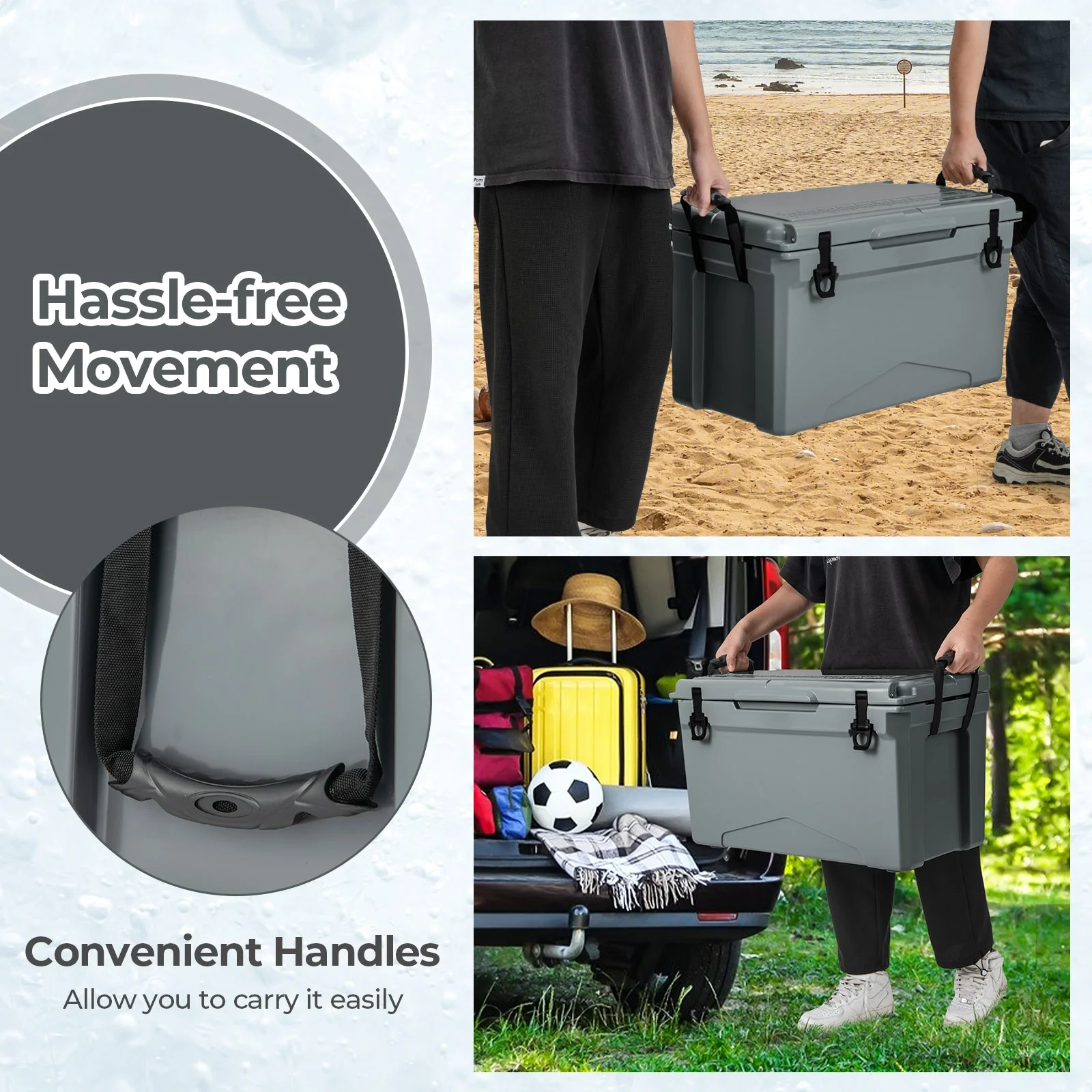 50 QT Rotomolded Cooler Insulated Portable Ice Chest with Integrated Cup Holders - Image 7