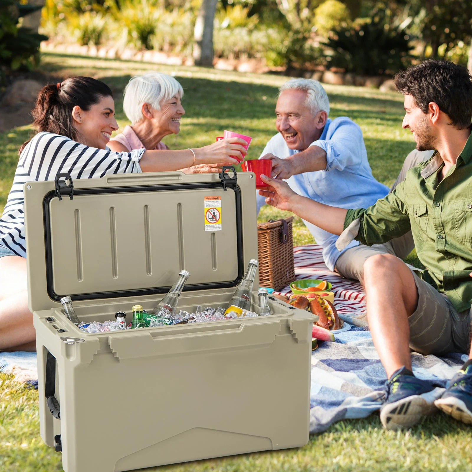 50 QT Rotomolded Cooler Insulated Portable Ice Chest with Integrated Cup Holders - Image 9