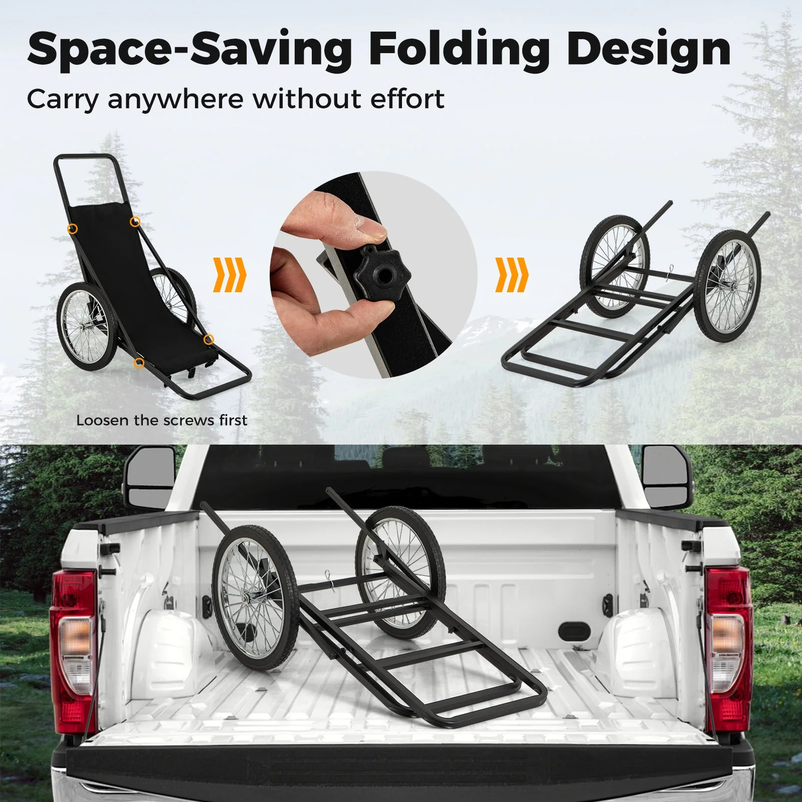 550 LBS Folding Deer Game Cart with Polyester Liner for Hunting - Image 6