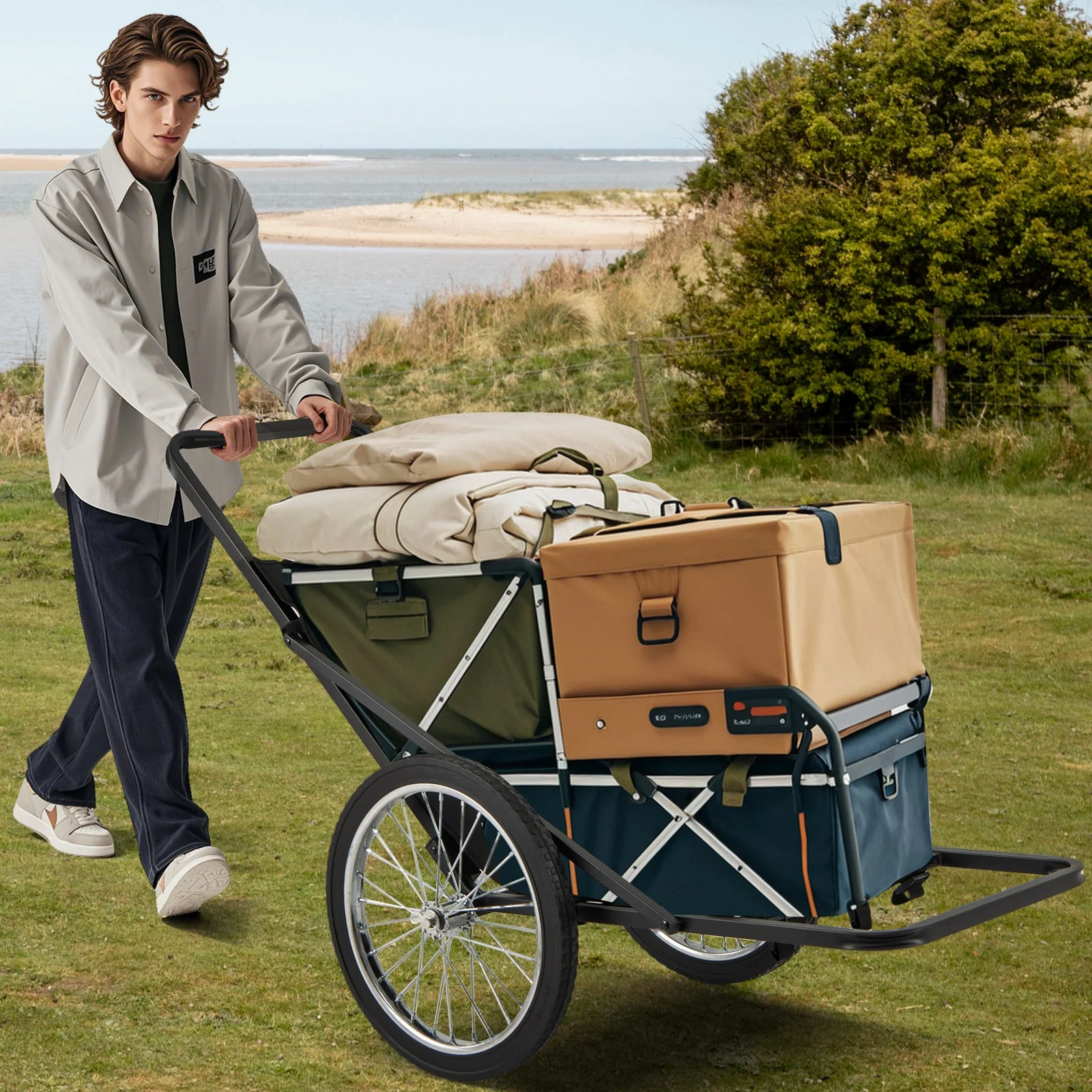 550 LBS Folding Deer Game Cart with Polyester Liner for Hunting - Image 8