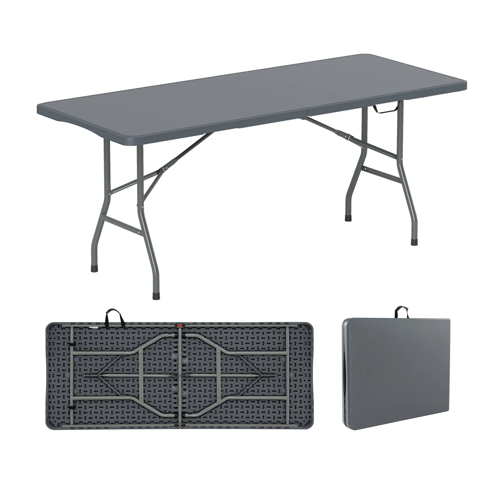 6 ft Portable Folding Table 350 LBS Fold-in-Half Table with HDPE Tabletop - Image 11