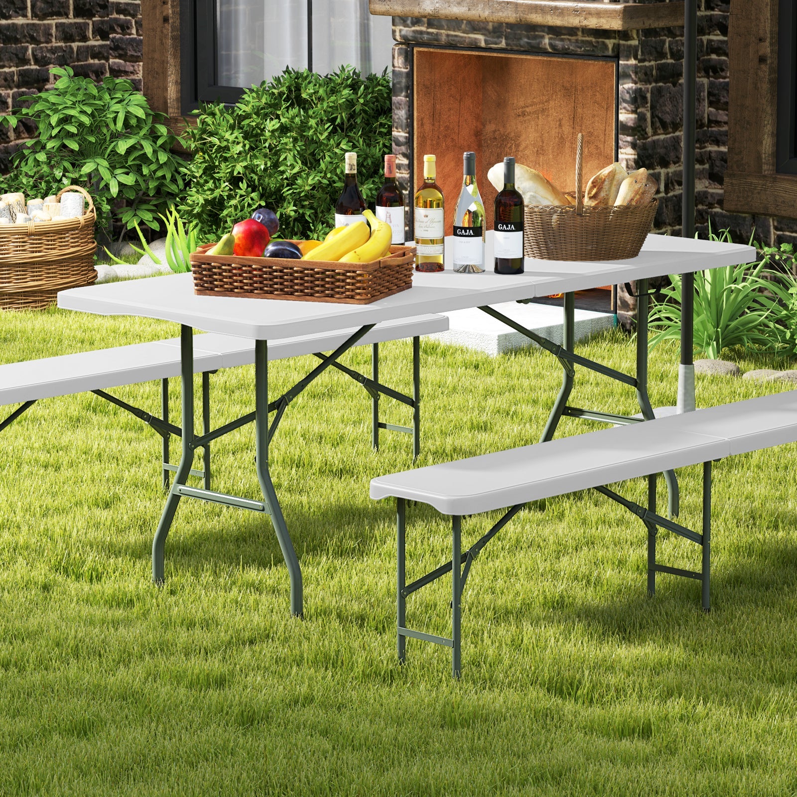 6 ft Portable Folding Table 350 LBS Fold-in-Half Table with HDPE Tabletop - Image 17