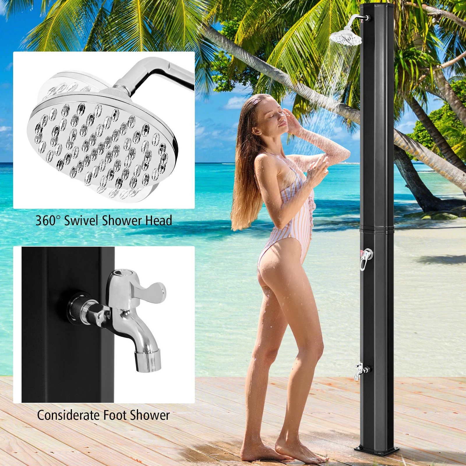 7.2 Feet Adjustable Outdoor Solar Heating Shower Head - Image 5