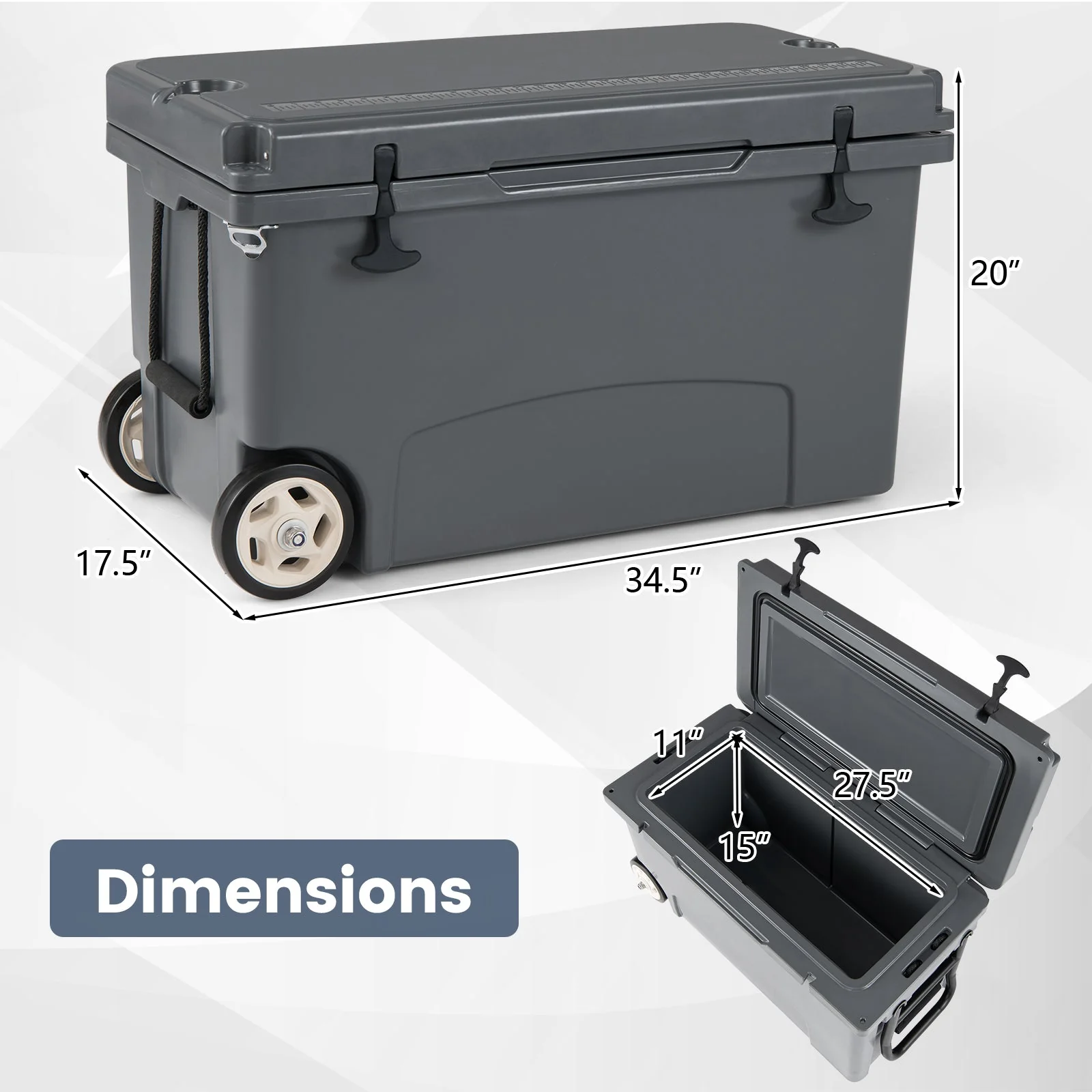 75 Quart Portable Hard Cooler with 6-Day Ice Retention and Wheels - Image 3