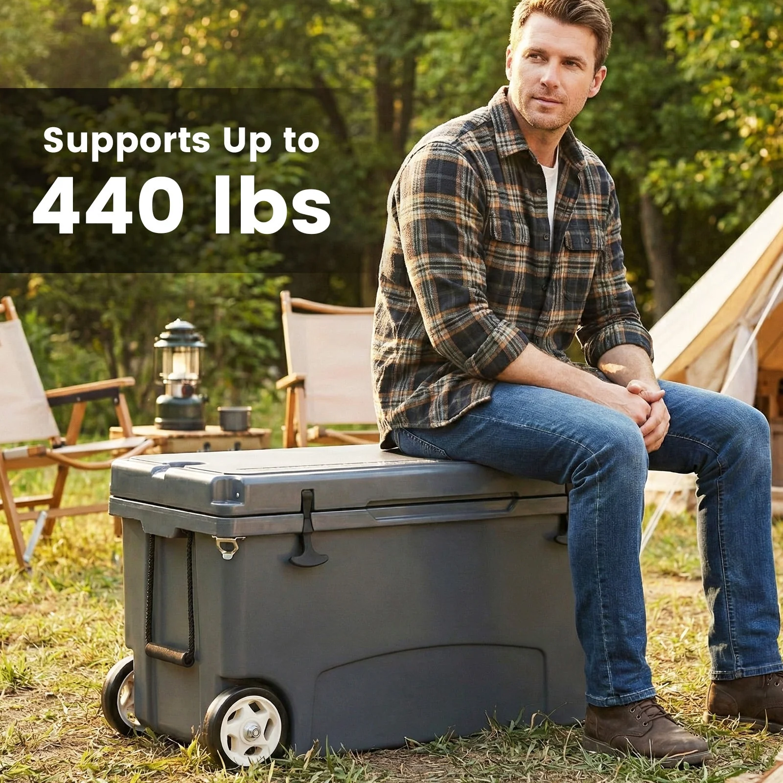 75 Quart Portable Hard Cooler with 6-Day Ice Retention and Wheels - Image 5