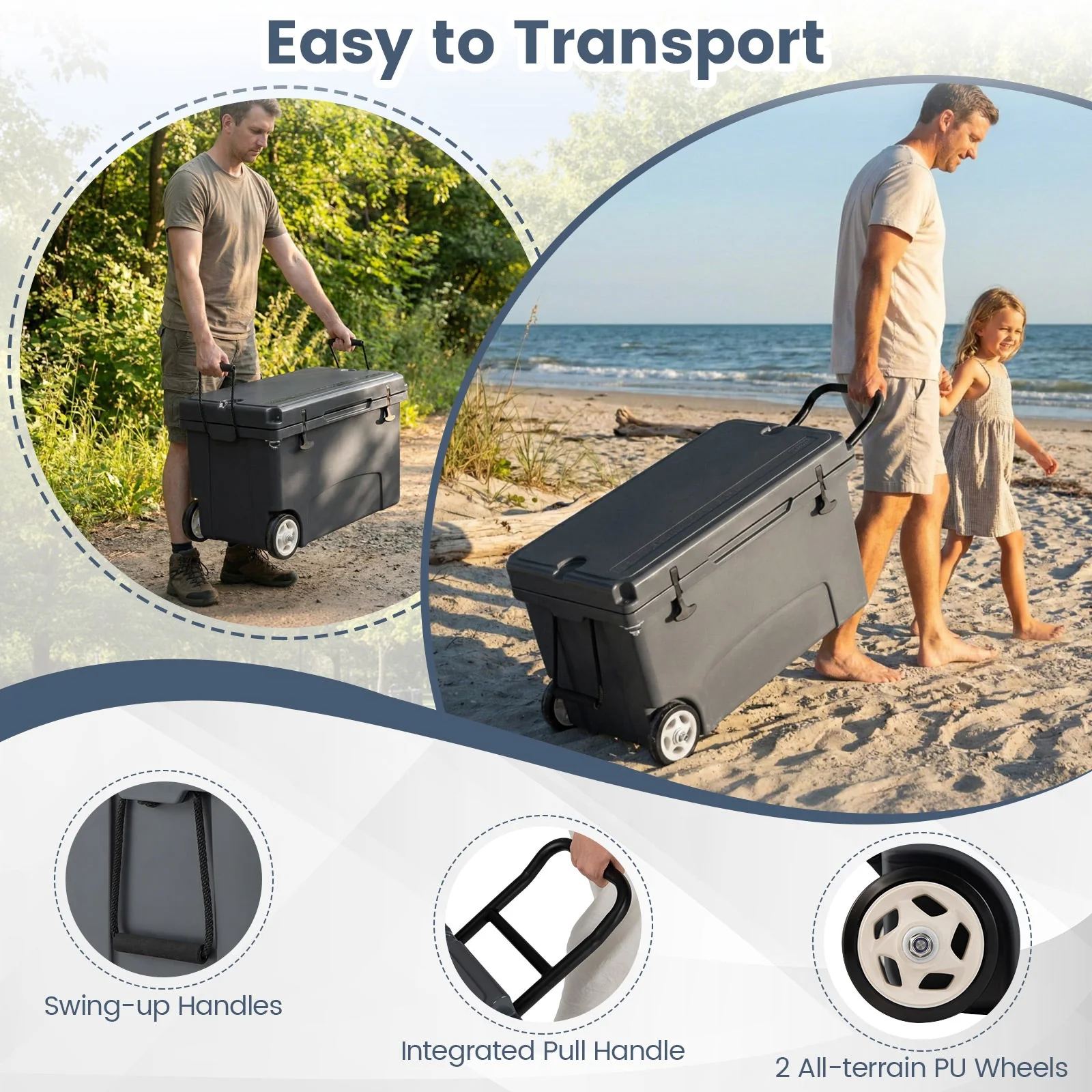 75 Quart Portable Hard Cooler with 6-Day Ice Retention and Wheels - Image 7