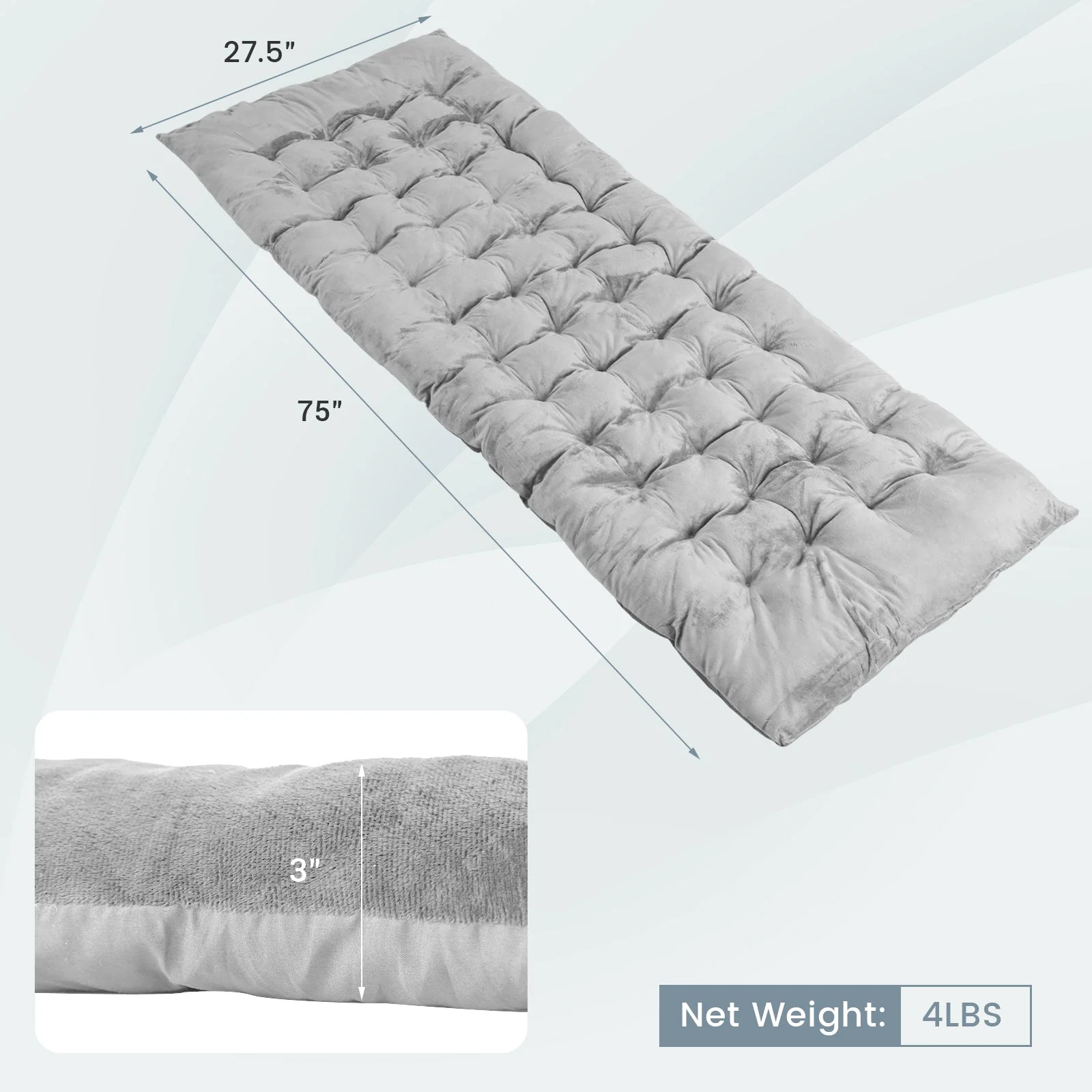 75 x 27.5 Inch Camping Cot Pads with Soft and Breathable Crystal Velvet - Image 3