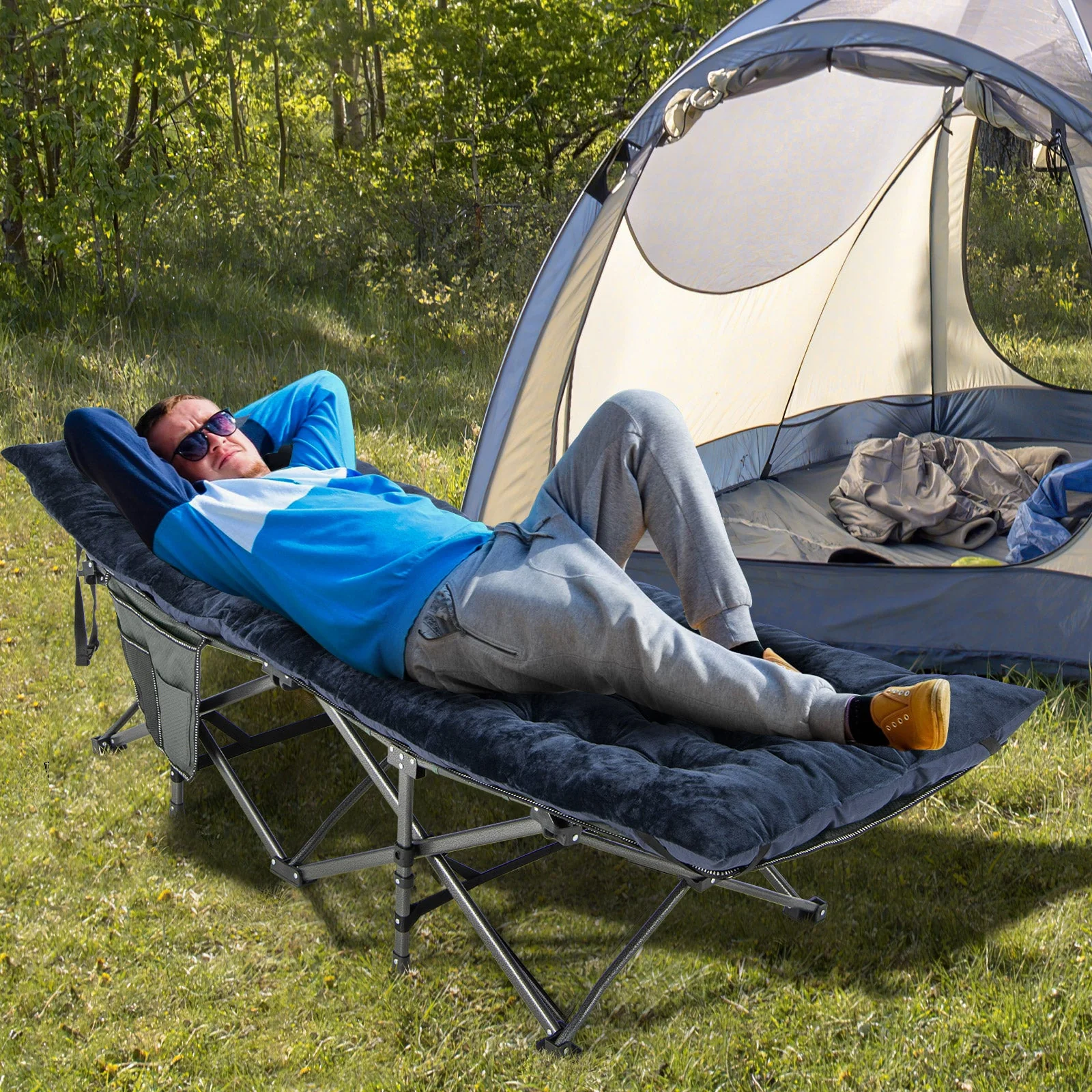 75 x 27.5 Inch Camping Cot Pads with Soft and Breathable Crystal Velvet - Image 6