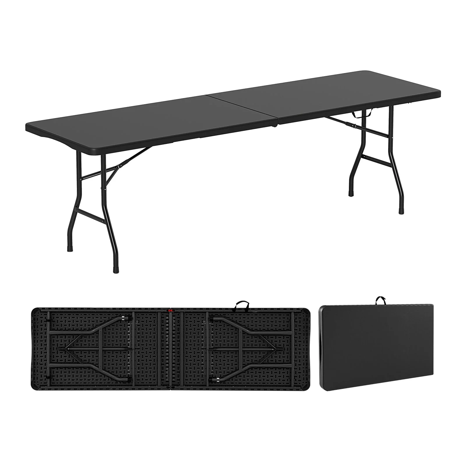 8 ft Portable Folding Table 350 LBS Fold-in-Half Table with HDPE Tabletop - Image 3