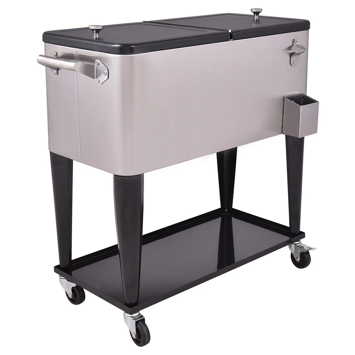 80 Quart Patio Rolling Stainless Steel Ice Beverage Cooler - Image 2