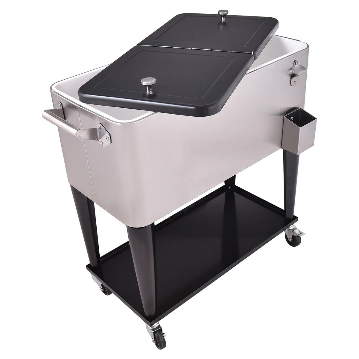 80 Quart Patio Rolling Stainless Steel Ice Beverage Cooler - Image 4