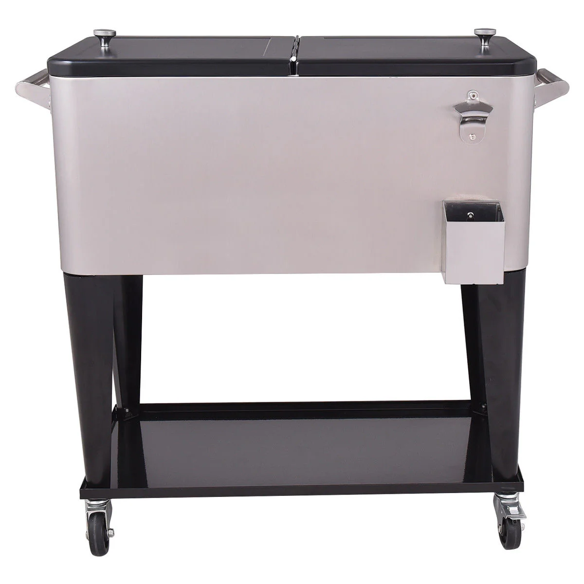80 Quart Patio Rolling Stainless Steel Ice Beverage Cooler - Image 5
