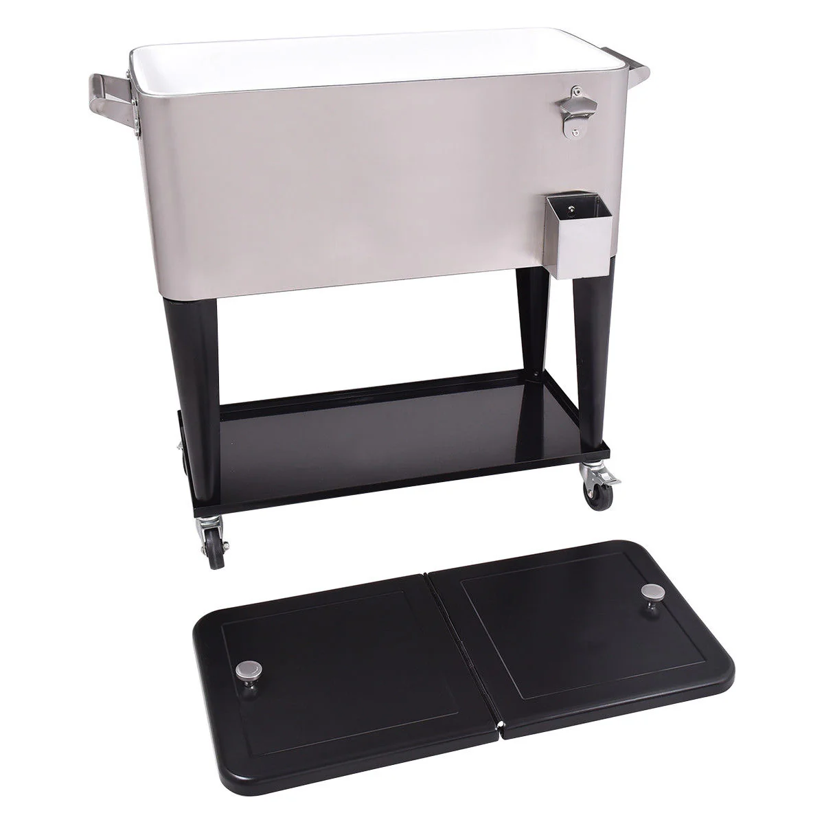 80 Quart Patio Rolling Stainless Steel Ice Beverage Cooler - Image 7