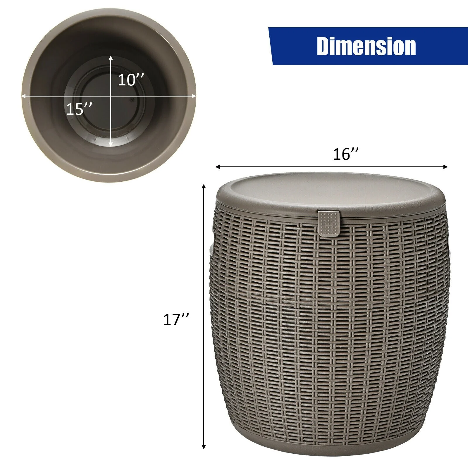 9.5 Gallon 4-in-1 Patio Rattan Cool Bar Cocktail Table Side Table - Image 13