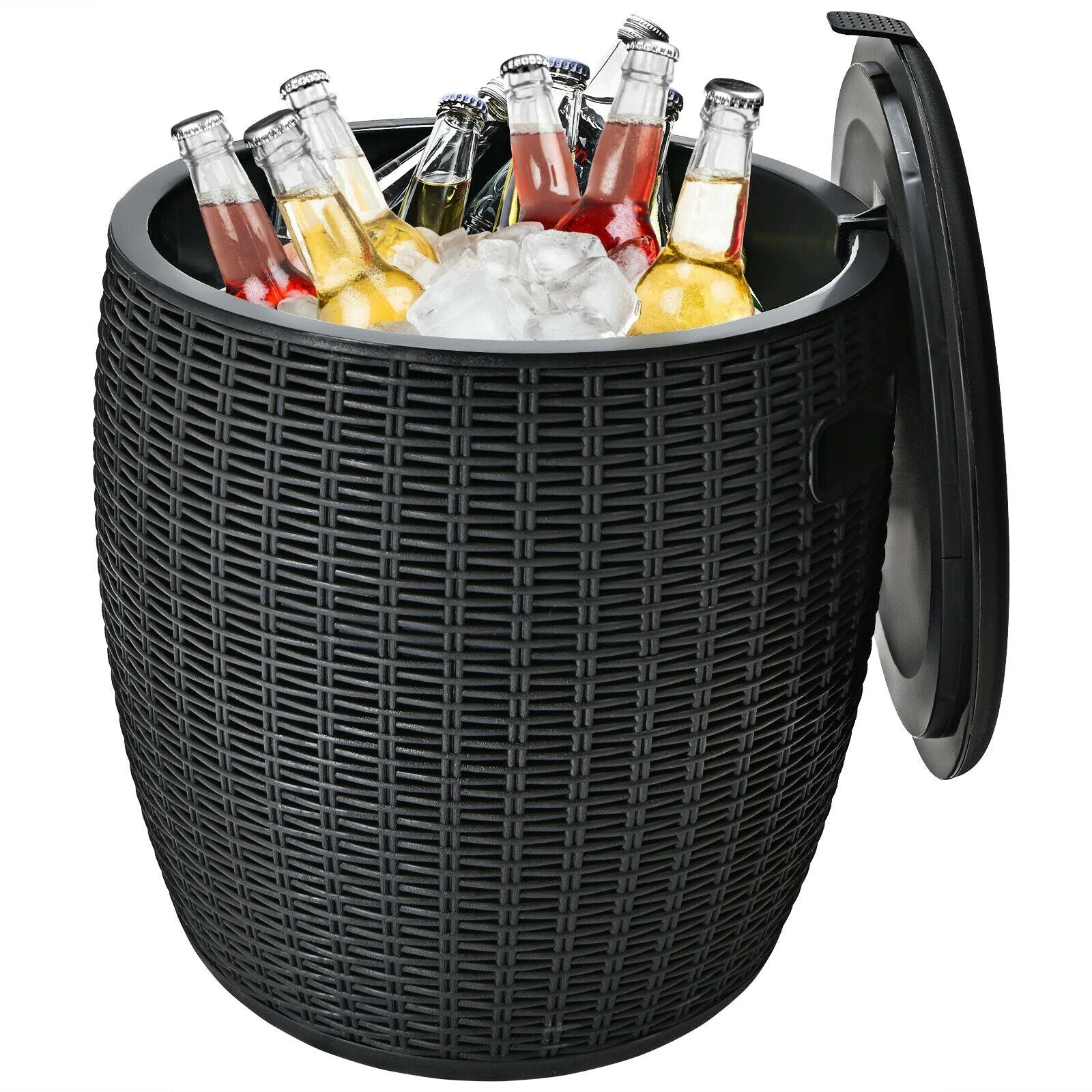 9.5 Gallon 4-in-1 Patio Rattan Cool Bar Cocktail Table Side Table - Image 6