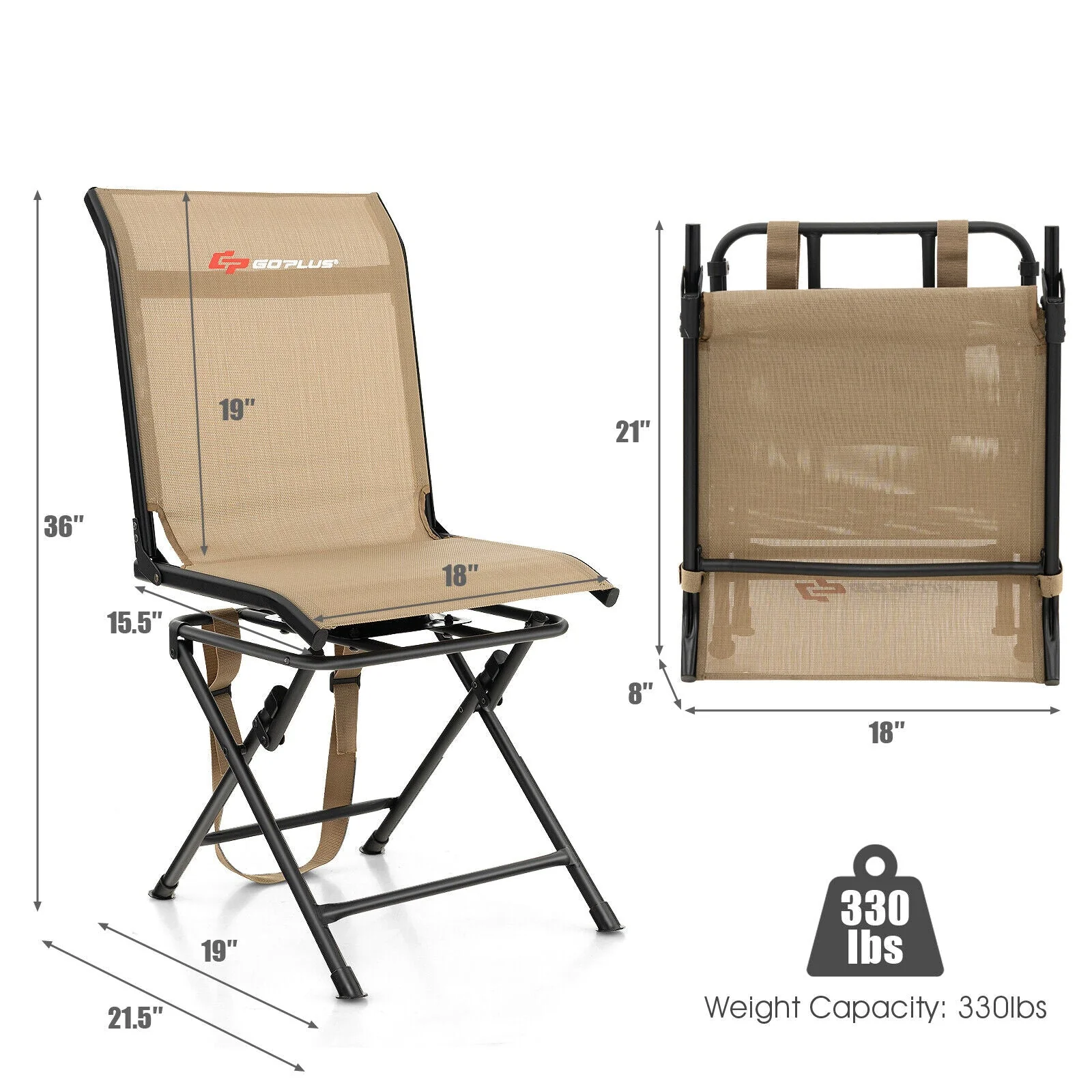 All weather Outdoor Foldable 360 Degree Swivel Chair with Iron Frame - Image 13