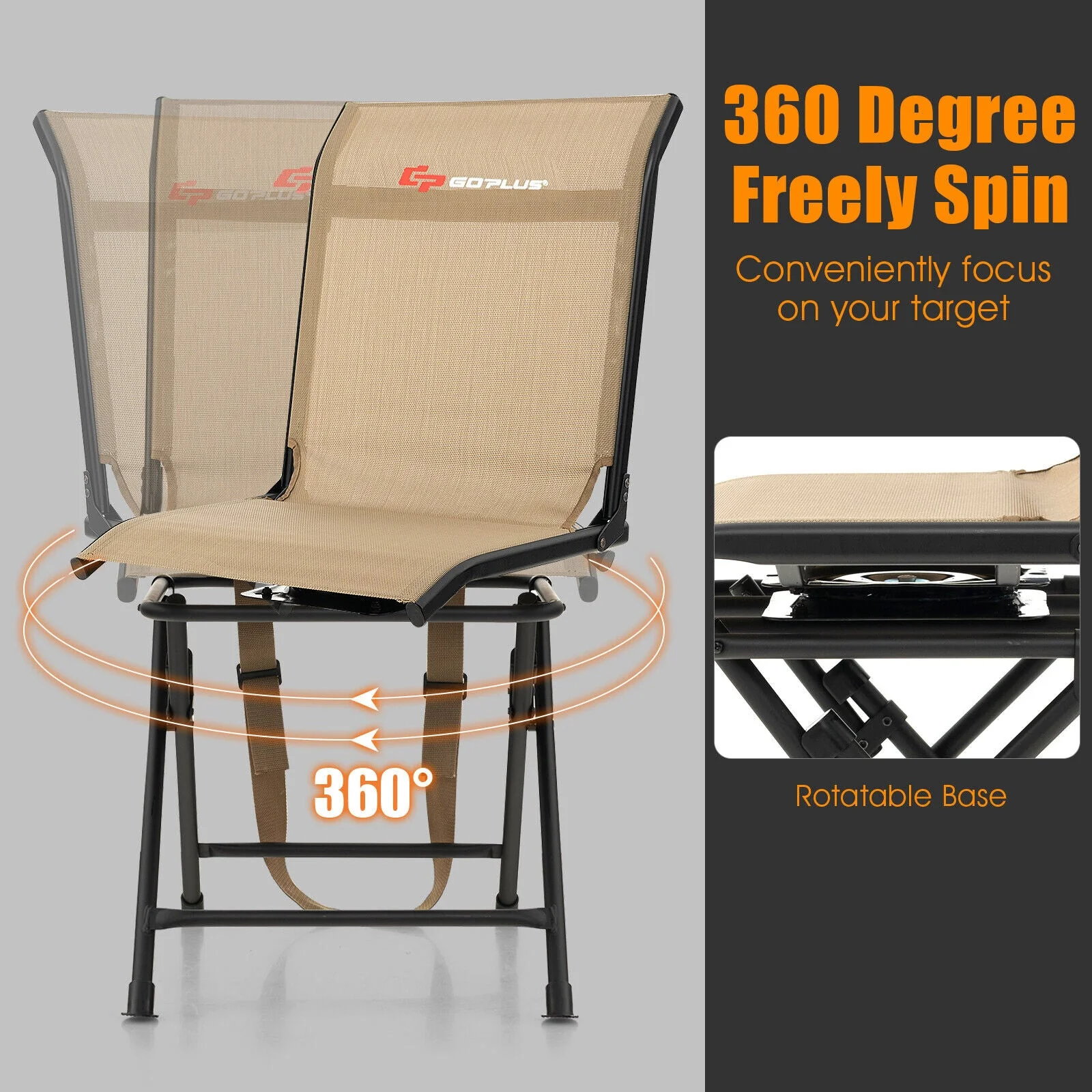All weather Outdoor Foldable 360 Degree Swivel Chair with Iron Frame - Image 15