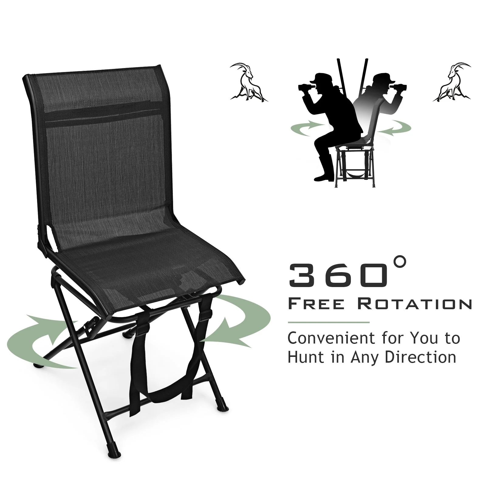 All weather Outdoor Foldable 360 Degree Swivel Chair with Iron Frame - Image 4