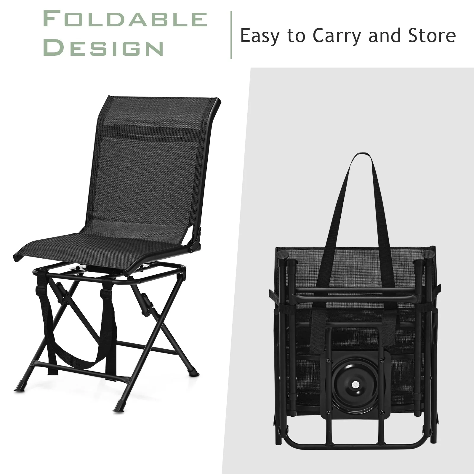 All weather Outdoor Foldable 360 Degree Swivel Chair with Iron Frame - Image 7