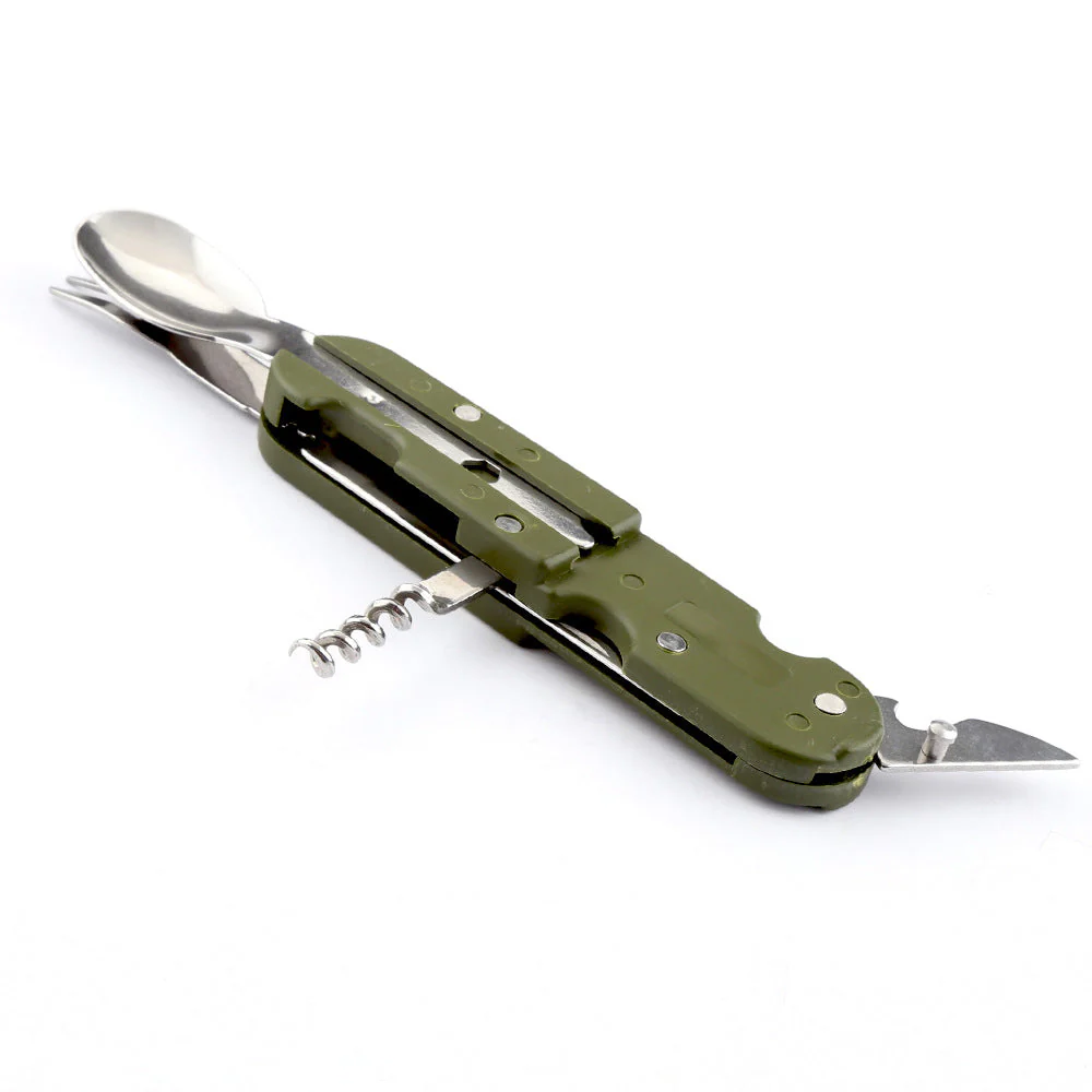 Camping Folding Knife Fork And Spoon Combination Stainless Steel Tableware Knife And Fork Multi-Function Knife Disassembly And Assembly Tableware - Image 2
