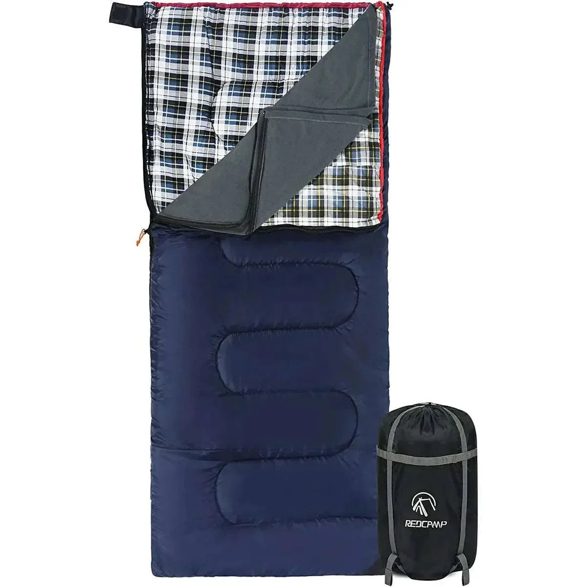 Camping Sleeping Bag for Adult with Cotton Flannel Liner,Red Blue - Image 3