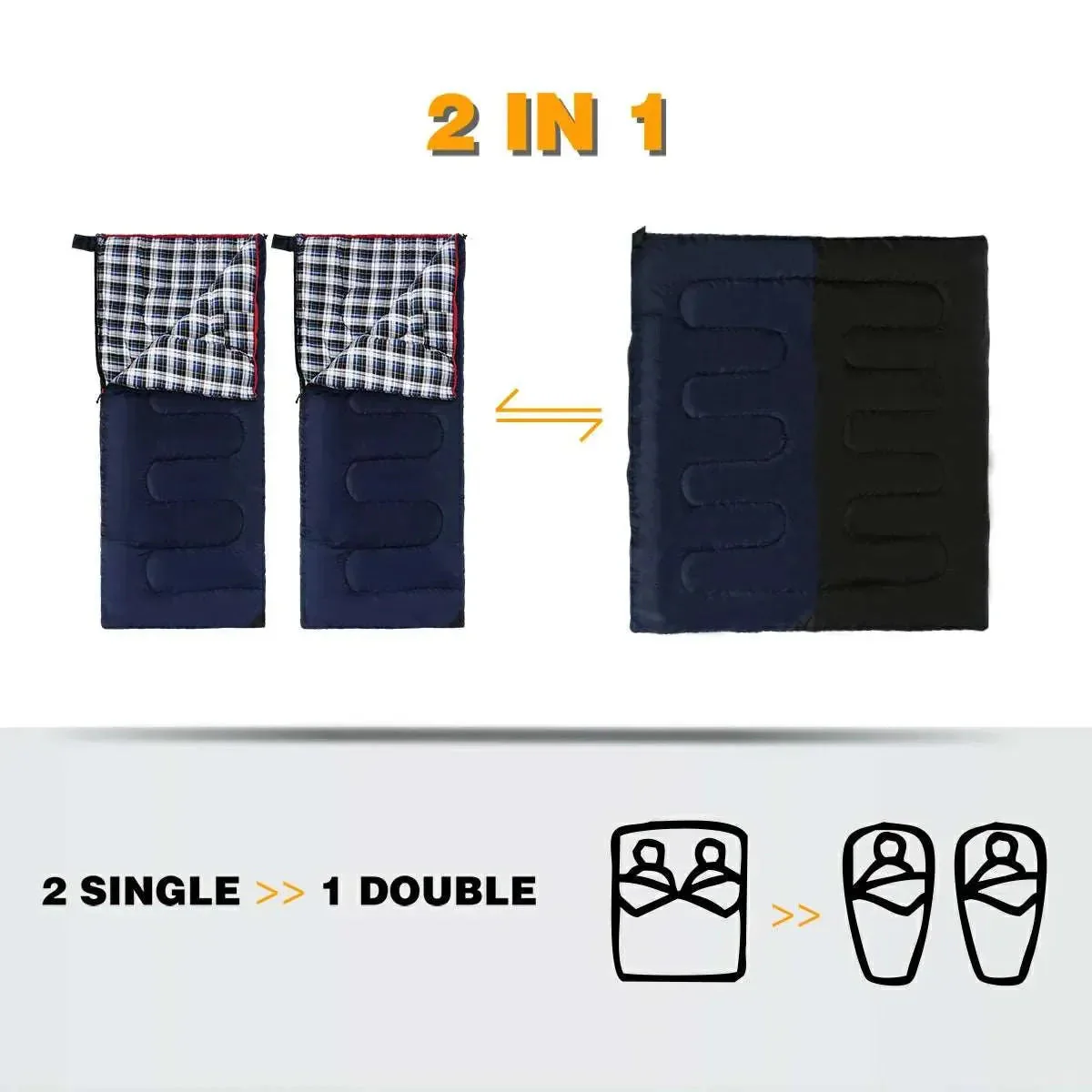 Camping Sleeping Bag for Adult with Cotton Flannel Liner,Red Blue - Image 6