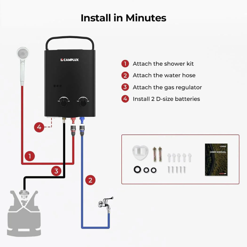 Camplux AY132B Portable Propane Water Heater - Image 8