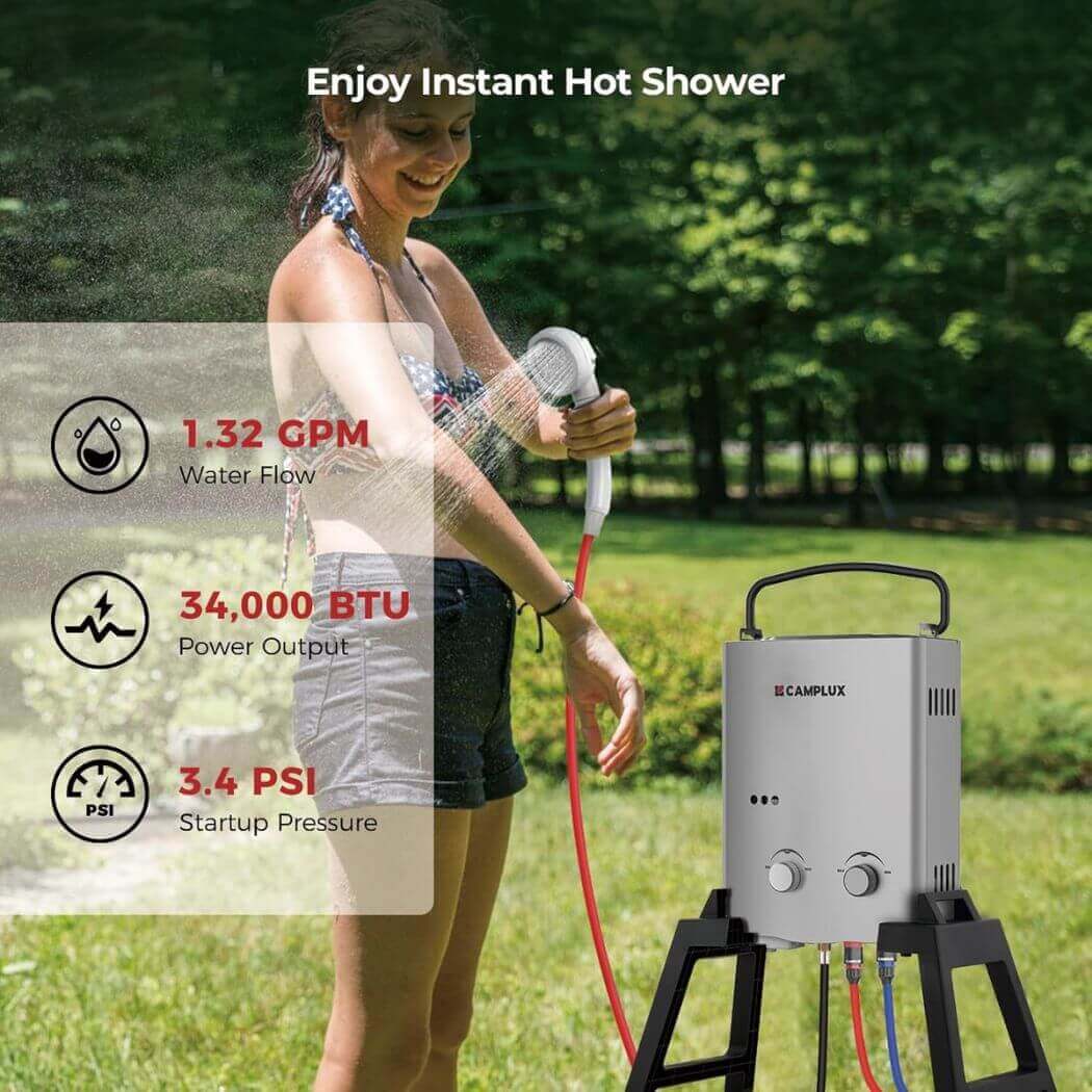Camplux AY132GMAX Portable Propane Water Heater With Stand - Image 3