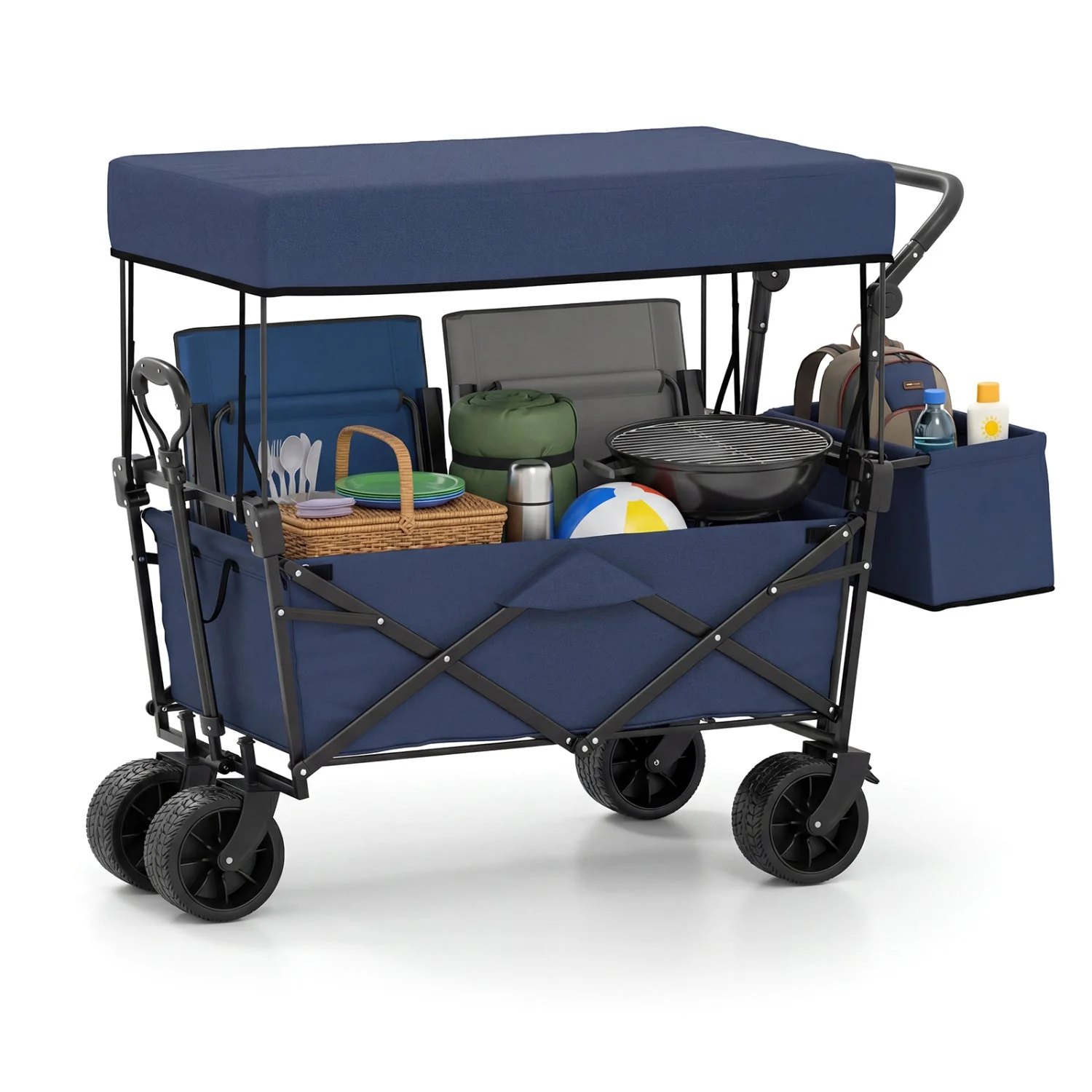 Collapsible Wagon with Removable Canopy and Detachable Storage Bag - Image 3