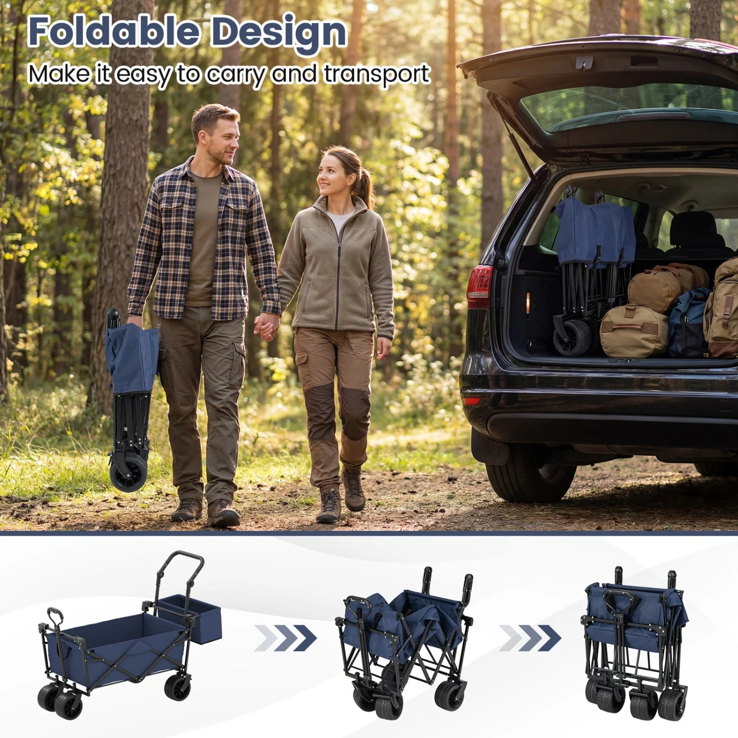 Collapsible Wagon with Removable Canopy and Detachable Storage Bag - Image 5